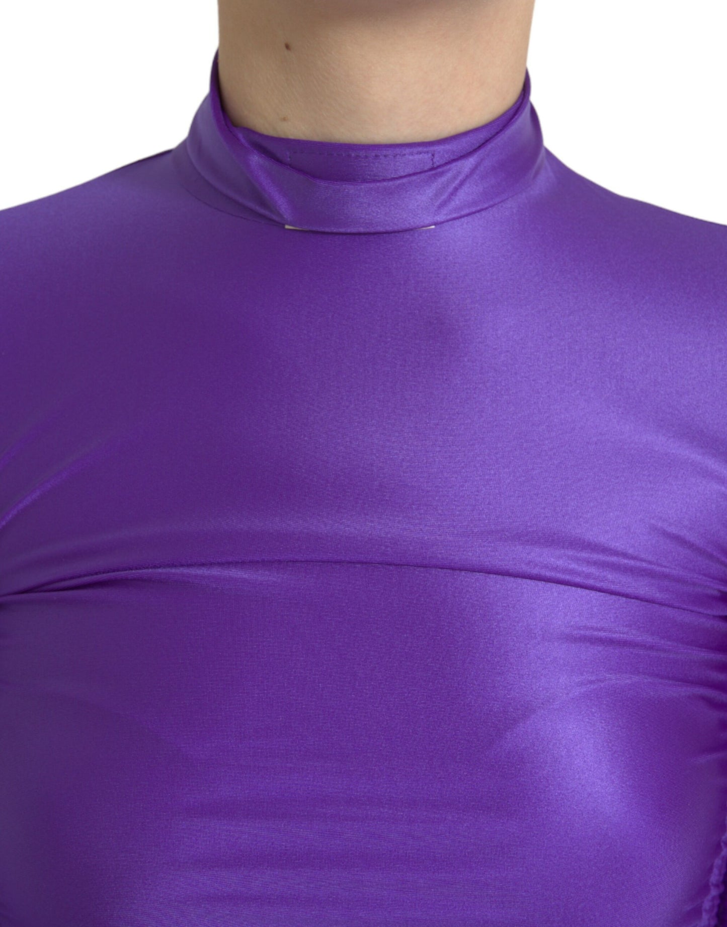 Dolce & Gabbana Purple Nylon Stretch Slim Long Sleeves Top by Dolce & Gabbana