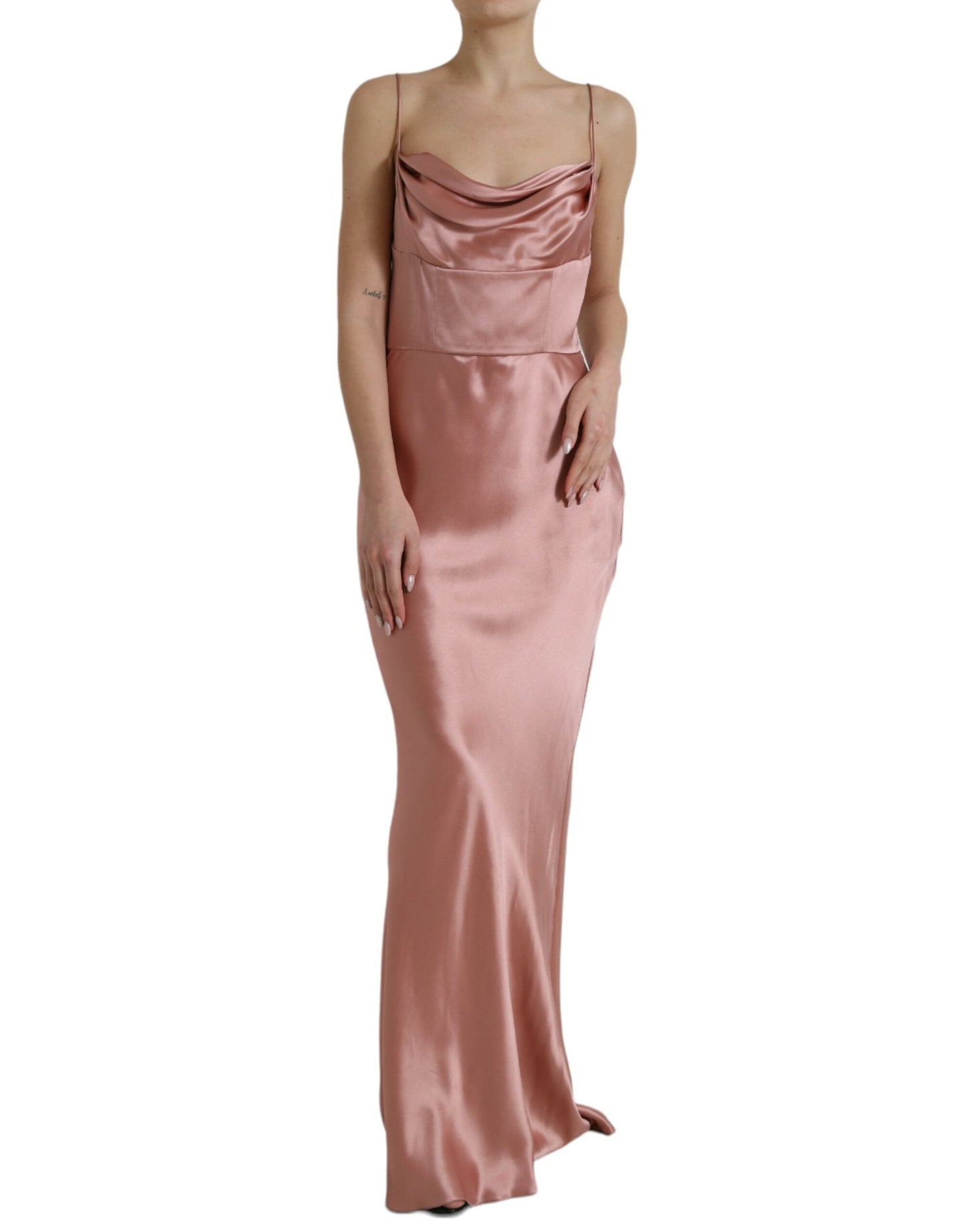 Dolce & Gabbana Pink Silk Spaghetti Straps Long Gown Dress by Dolce & Gabbana