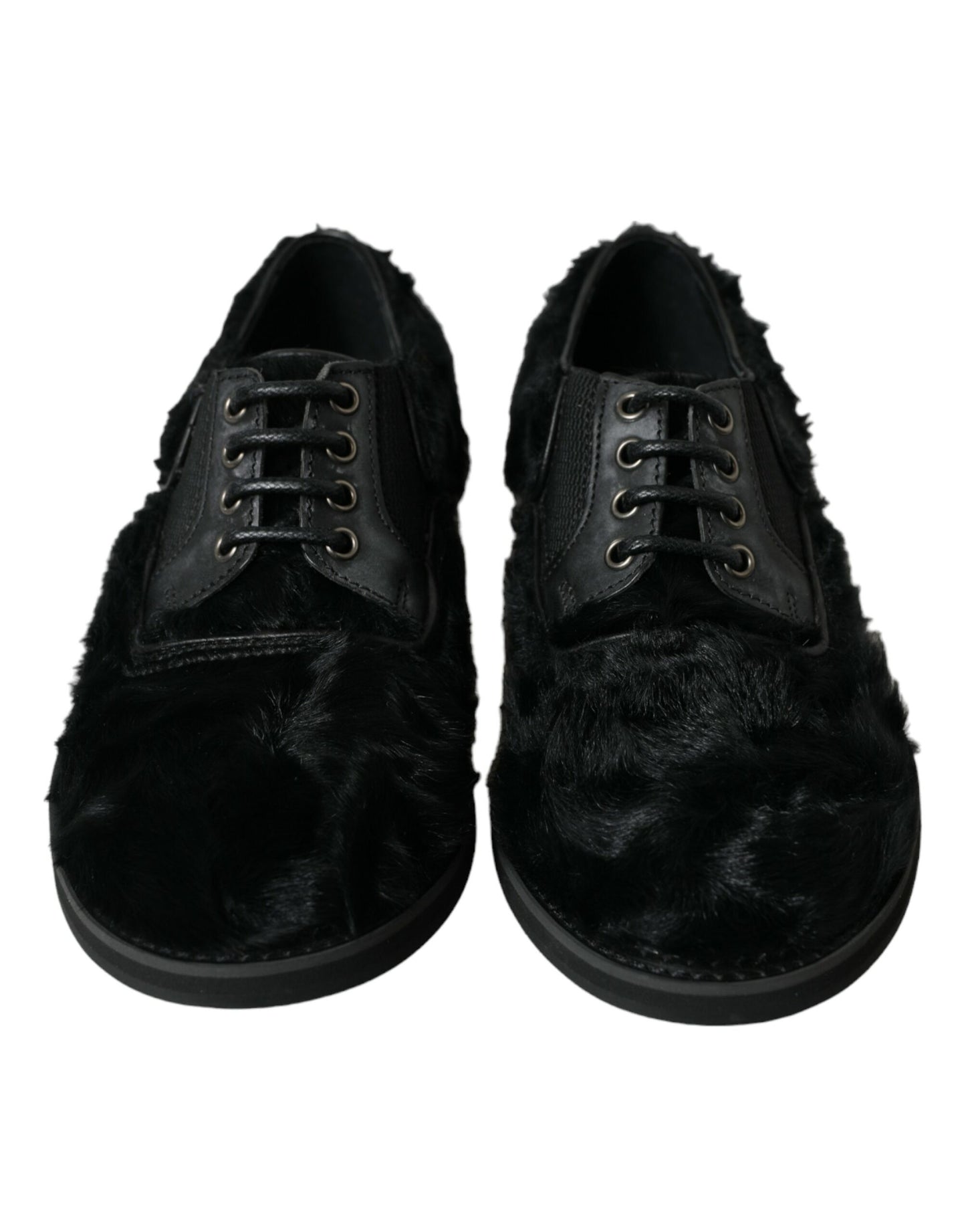 Chaussures Derby élégantes en fourrure noire Dolce & Gabbana pour homme