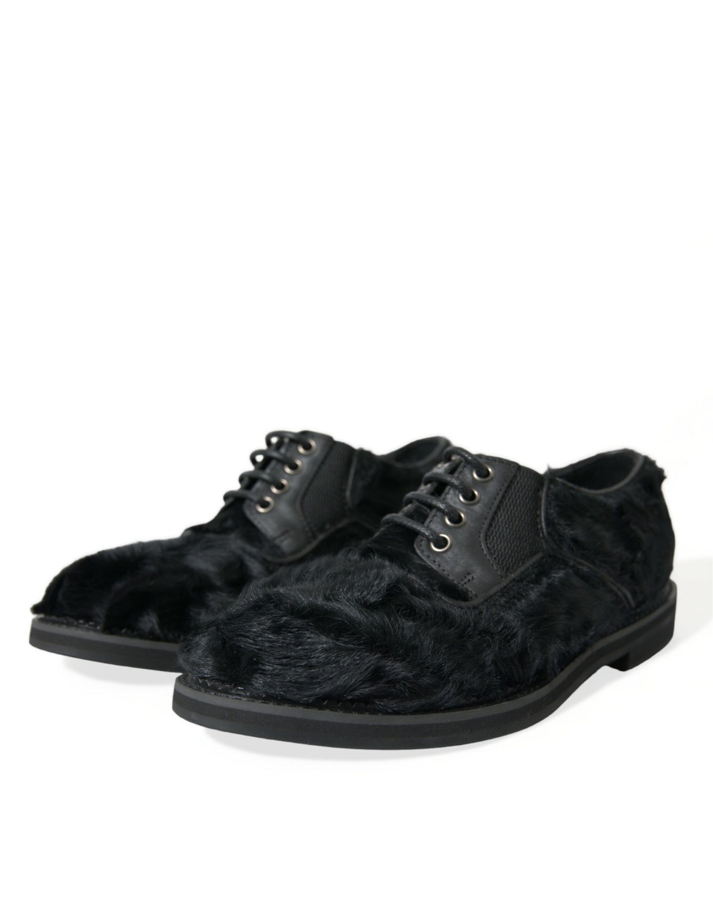 Chaussures Derby élégantes en fourrure noire Dolce & Gabbana pour homme