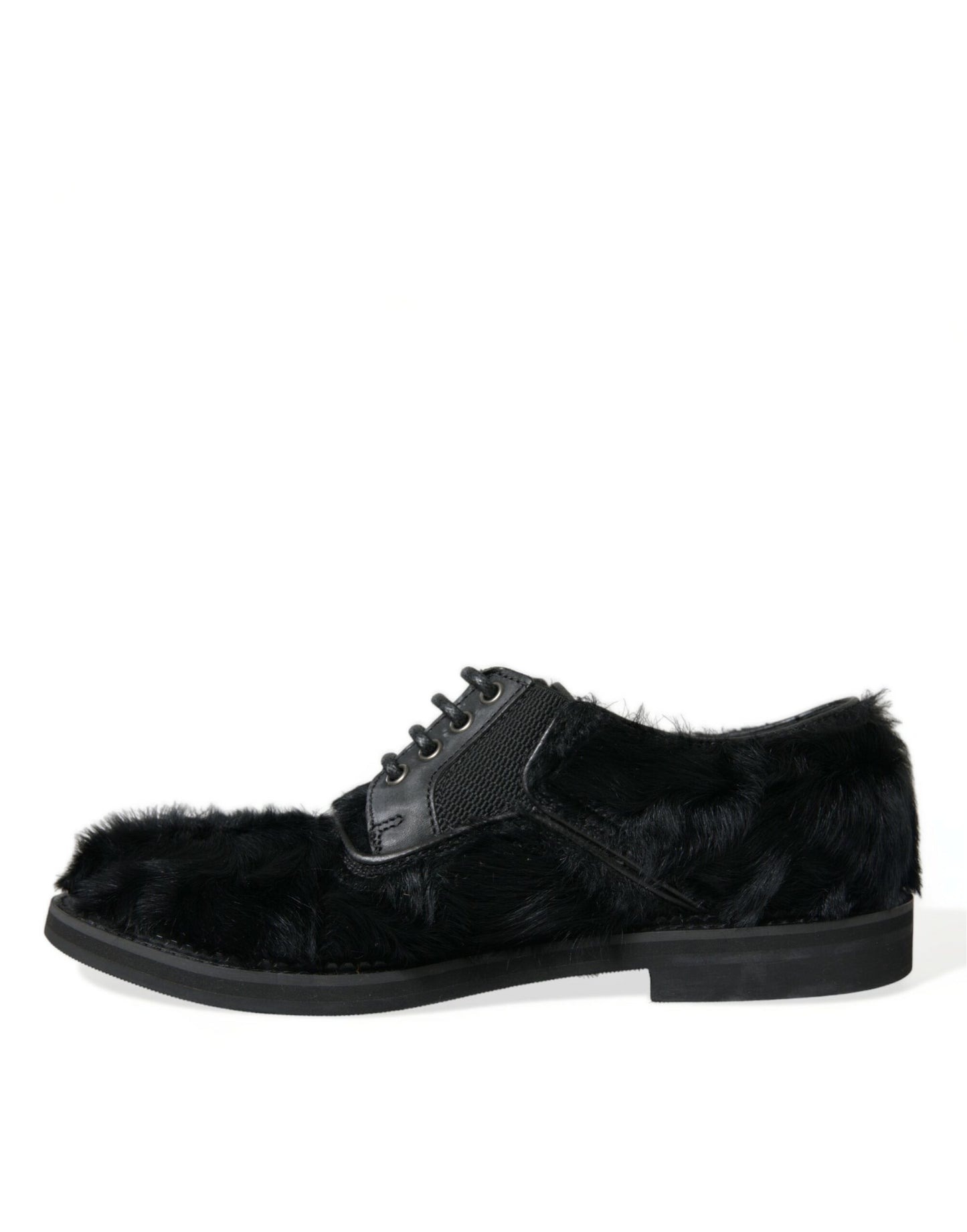 Chaussures Derby élégantes en fourrure noire Dolce & Gabbana pour homme