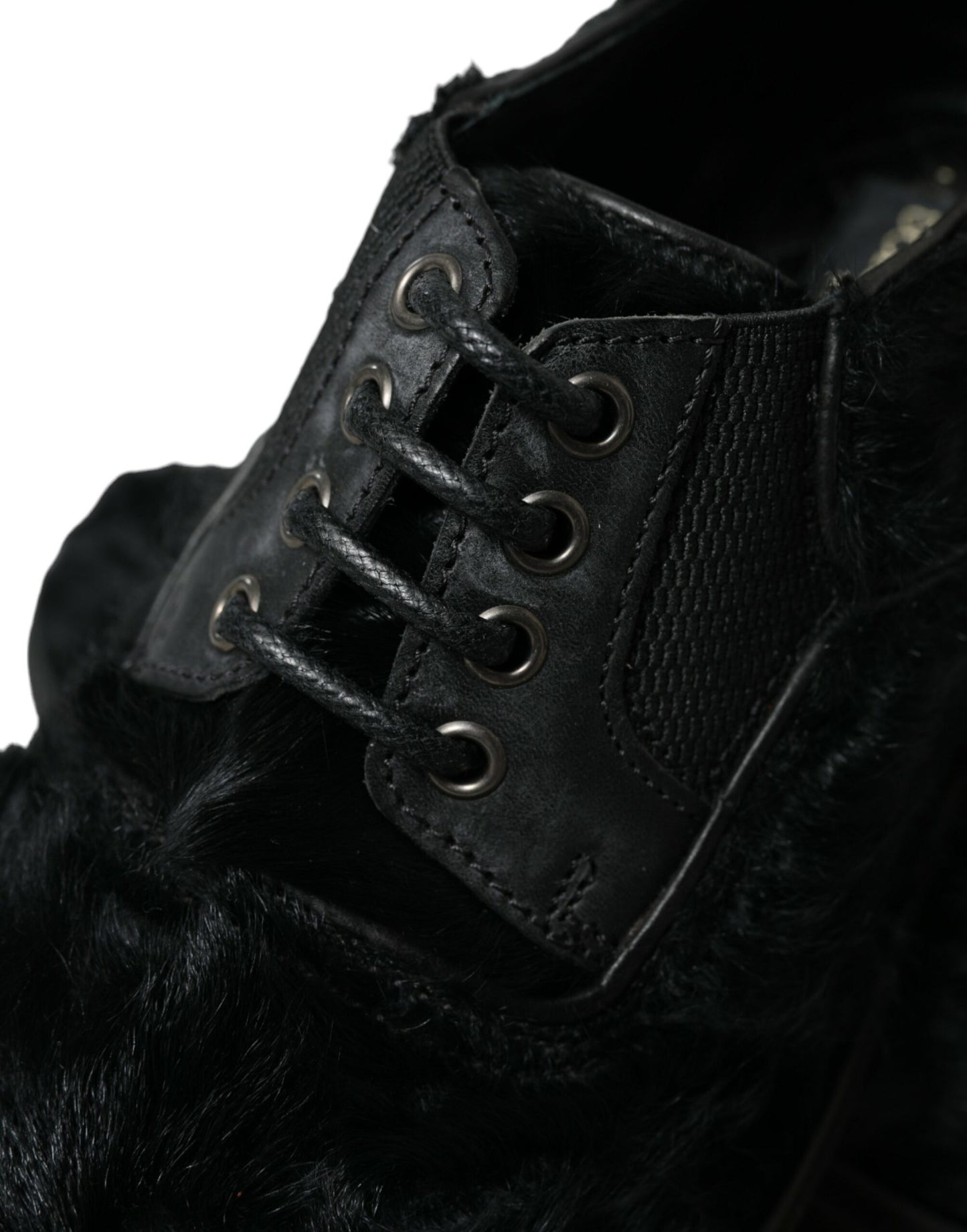 Chaussures Derby élégantes en fourrure noire Dolce & Gabbana pour homme