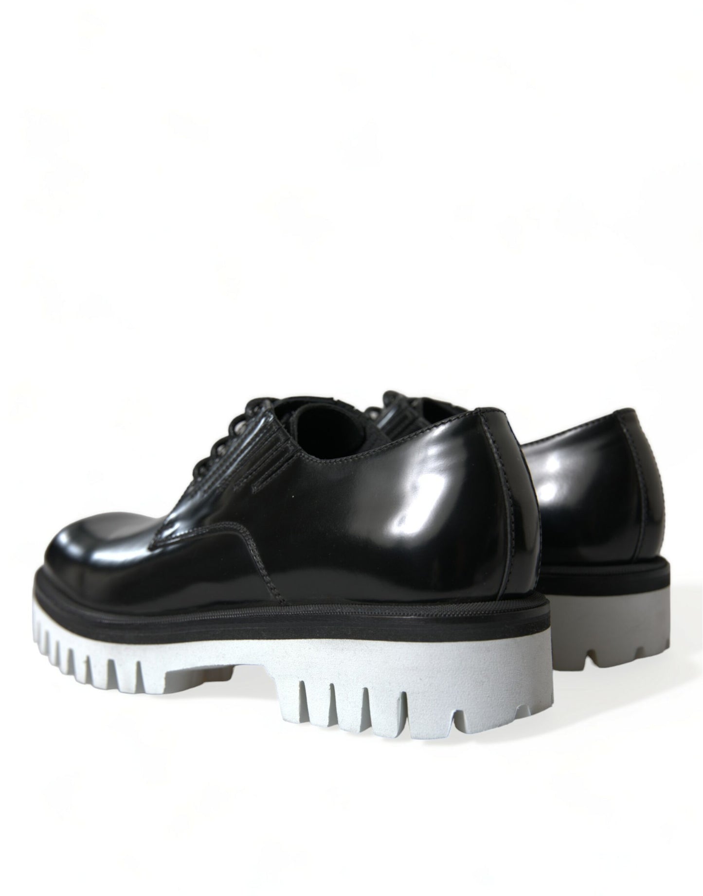 Chaussures Derby sophistiquées en cuir noir et blanc Dolce & Gabbana