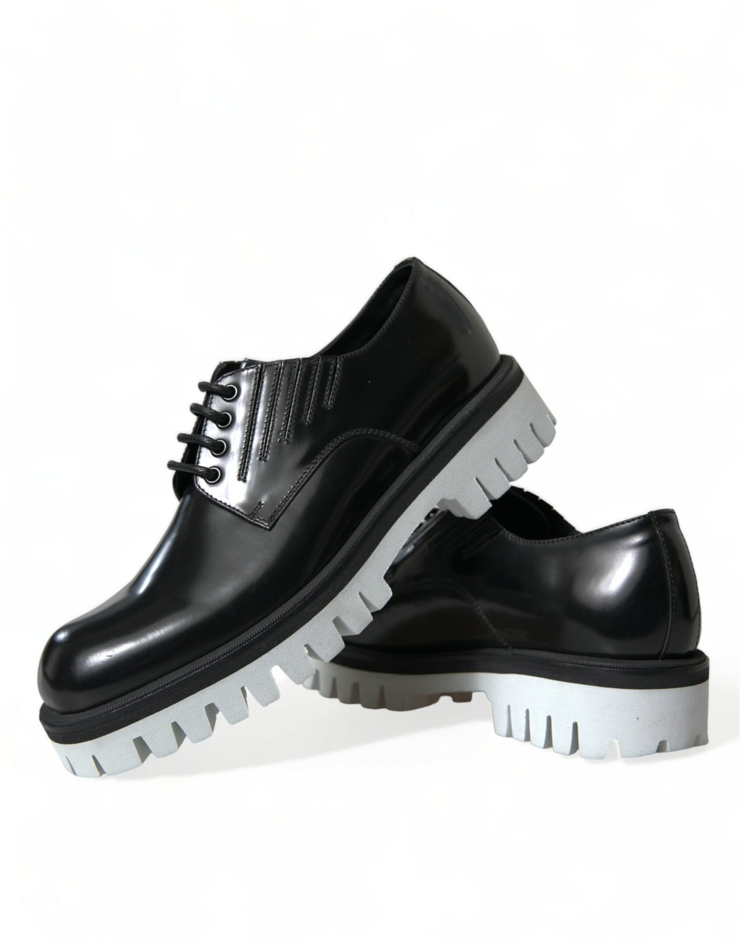 Chaussures Derby sophistiquées en cuir noir et blanc Dolce & Gabbana