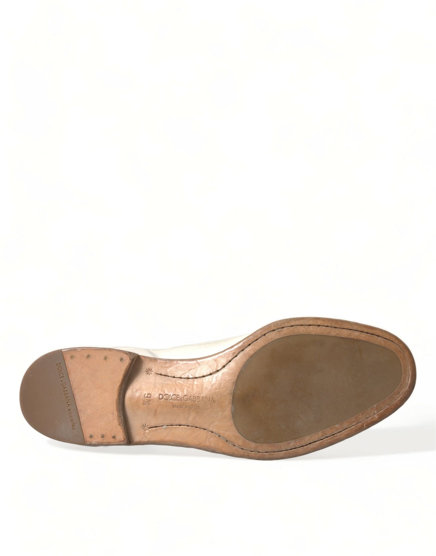 Chaussures Derby élégantes en cuir de veau blanc Dolce & Gabbana