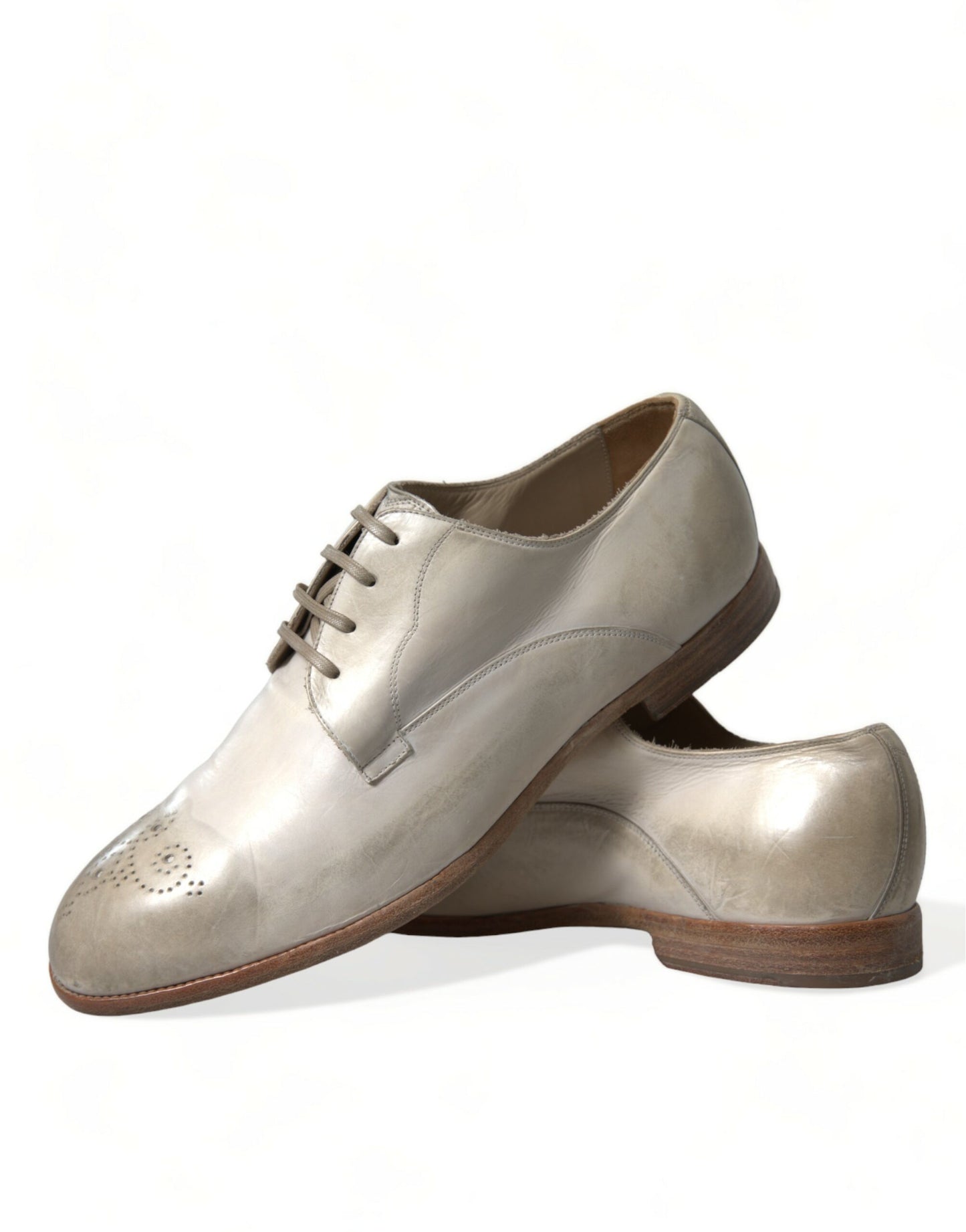 Chaussures Derby élégantes en cuir de veau blanc Dolce & Gabbana