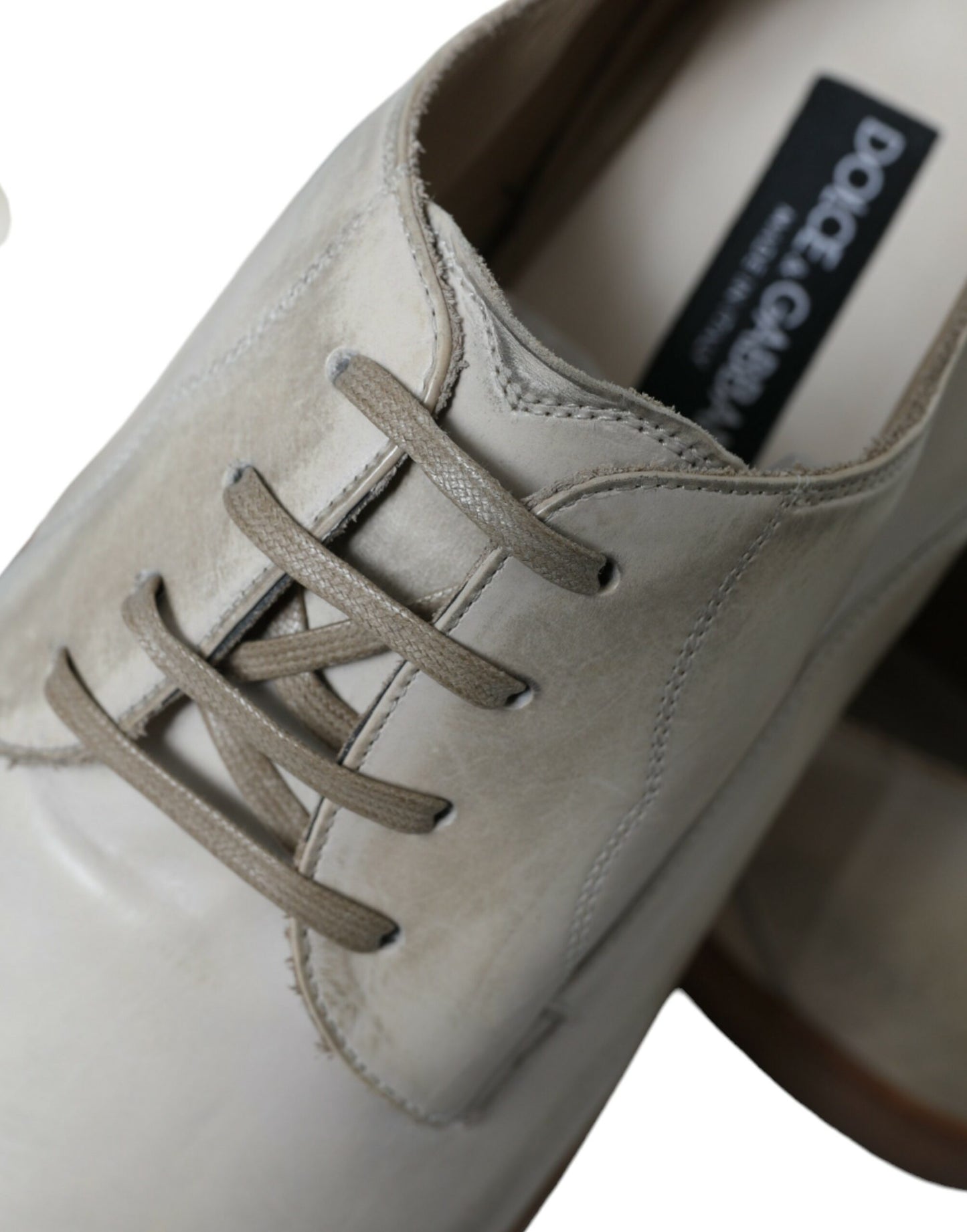 Chaussures Derby élégantes en cuir de veau blanc Dolce & Gabbana
