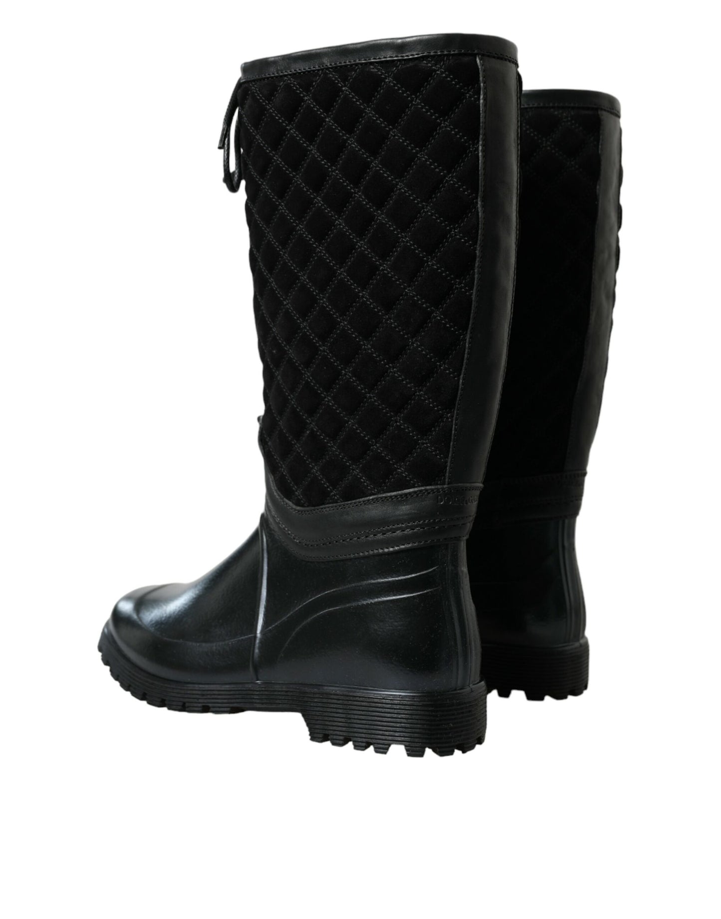 Bottes de pluie matelassées élégantes à lacets Dolce & Gabbana