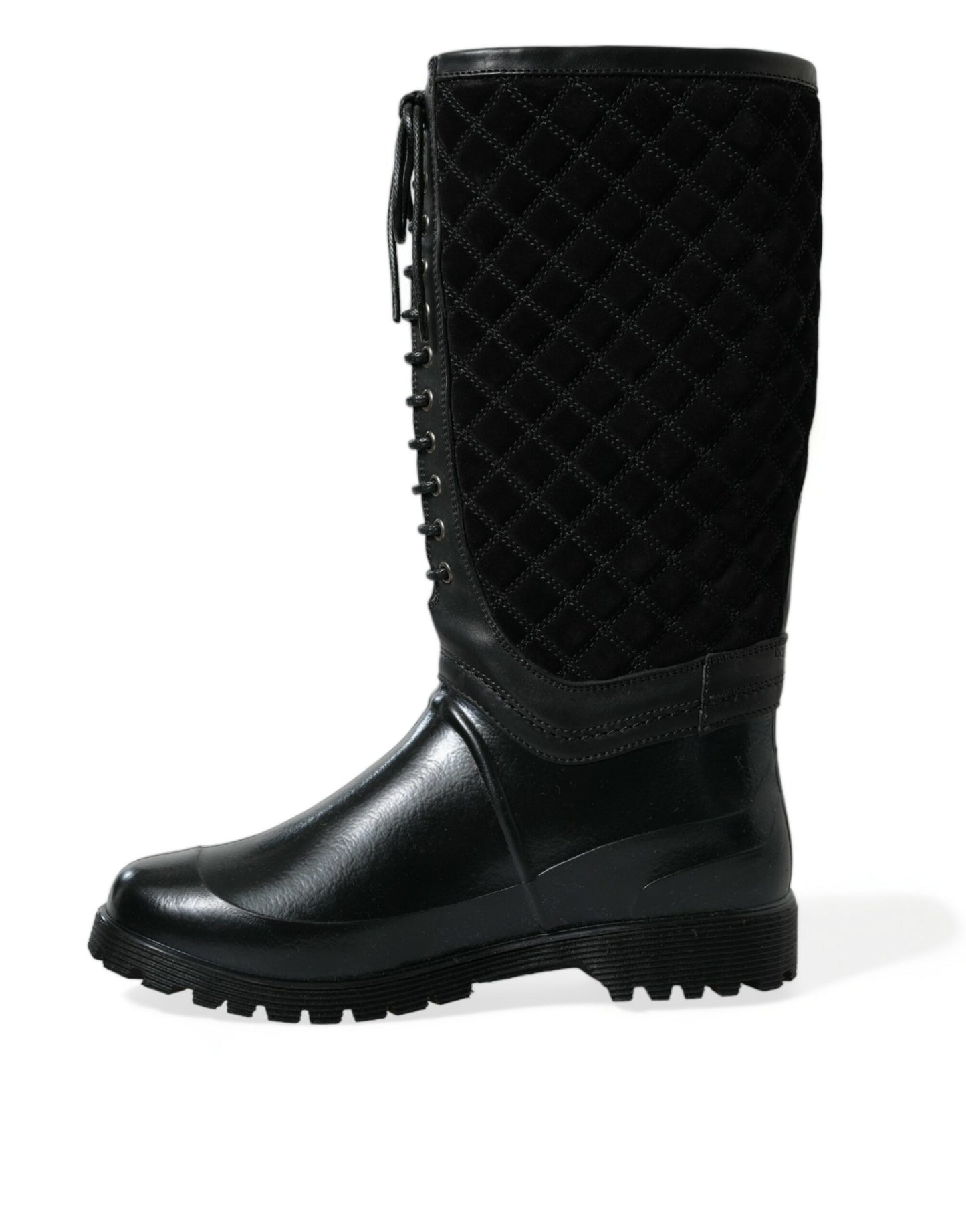 Bottes de pluie matelassées élégantes à lacets Dolce & Gabbana