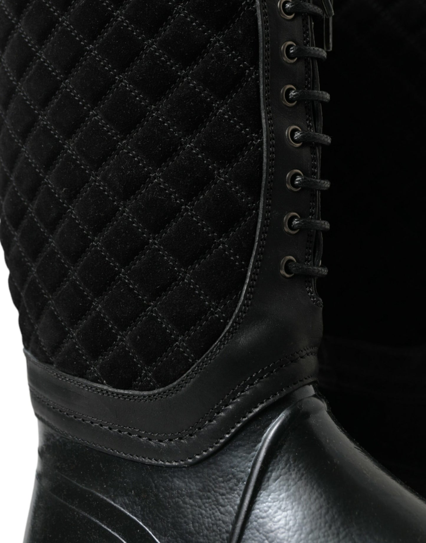 Bottes de pluie matelassées élégantes à lacets Dolce & Gabbana