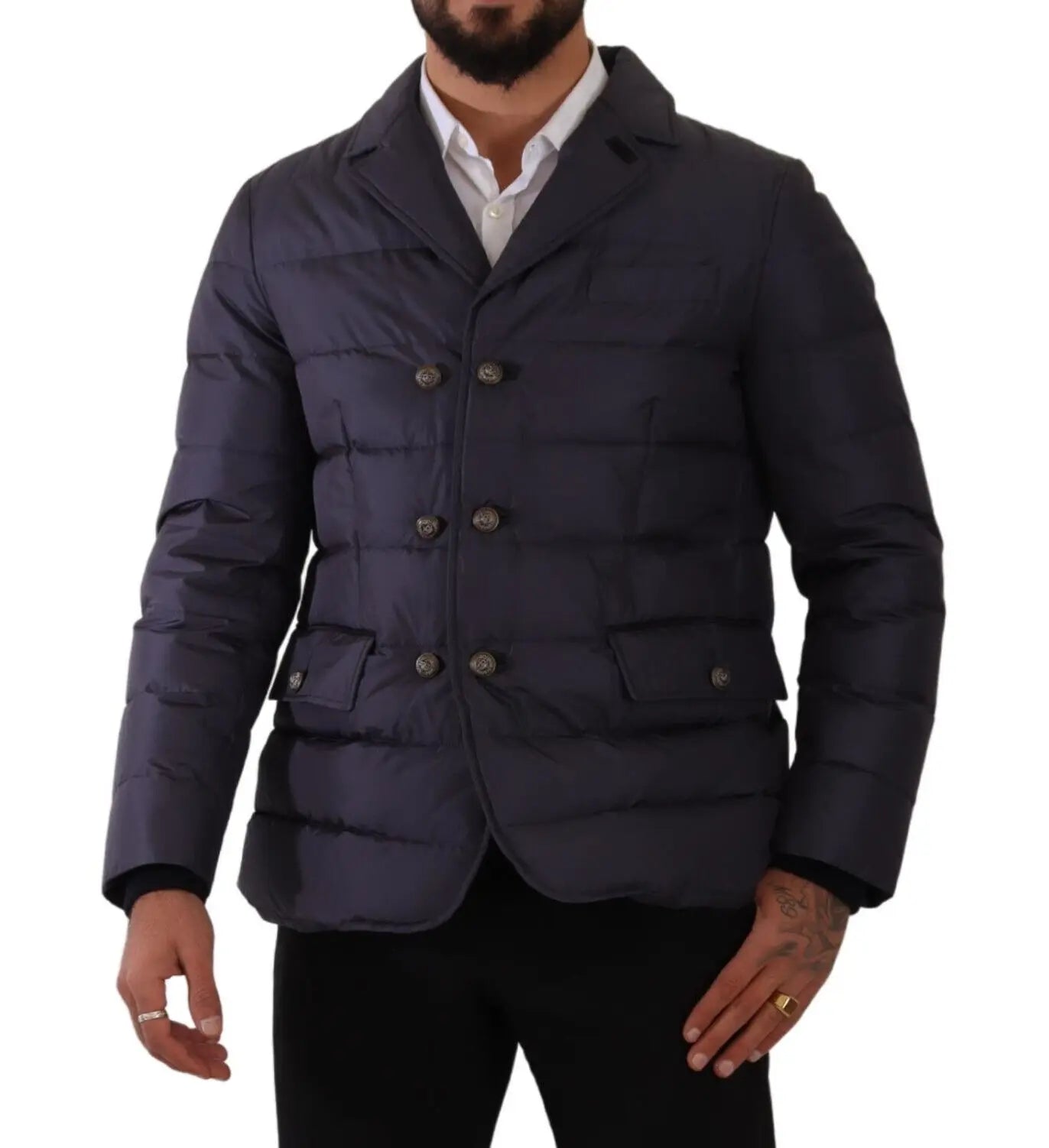 Veste élégante en soie mélangée bleu foncé Dolce & Gabbana