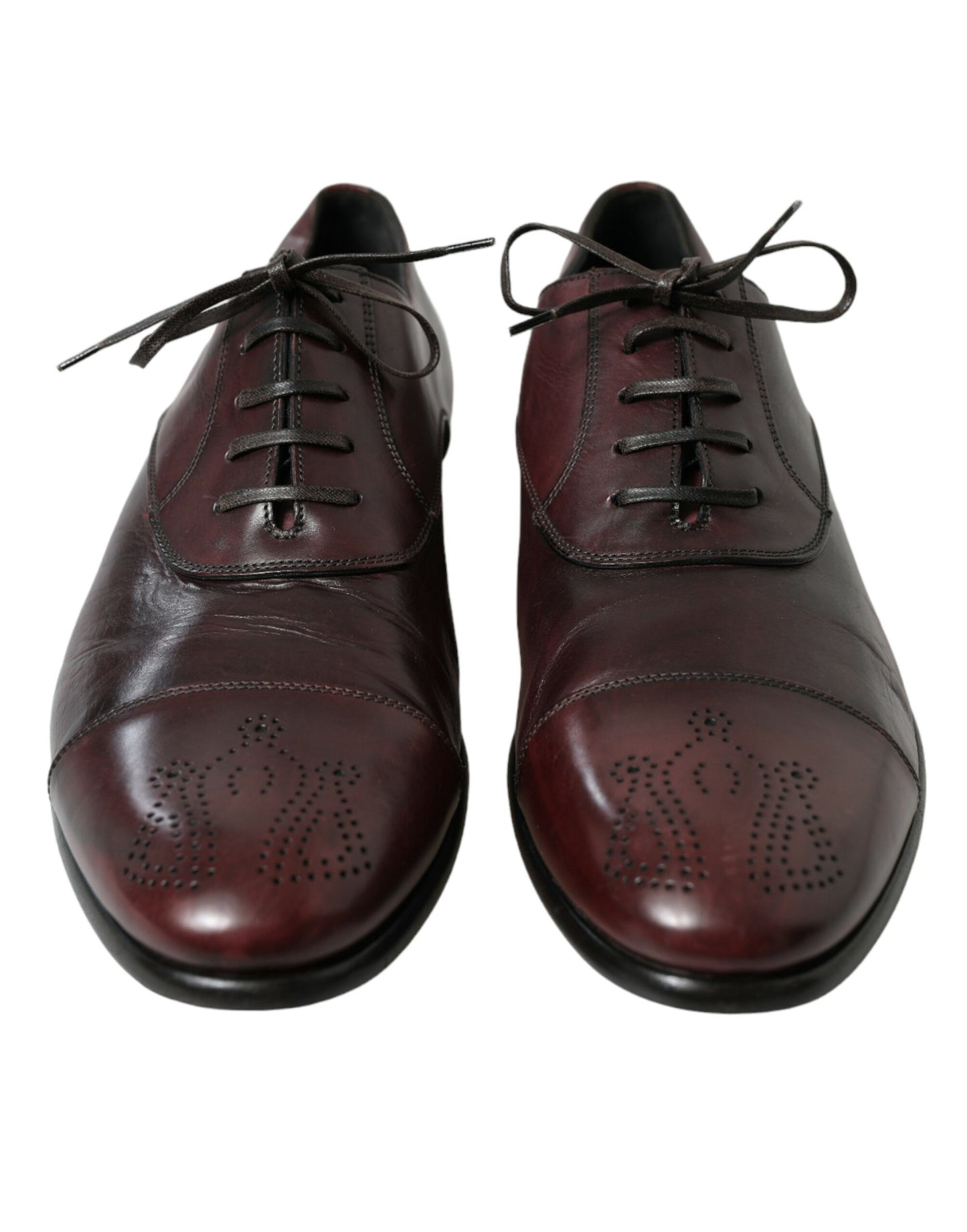 Chaussures Derby élégantes en cuir bordeaux Dolce & Gabbana