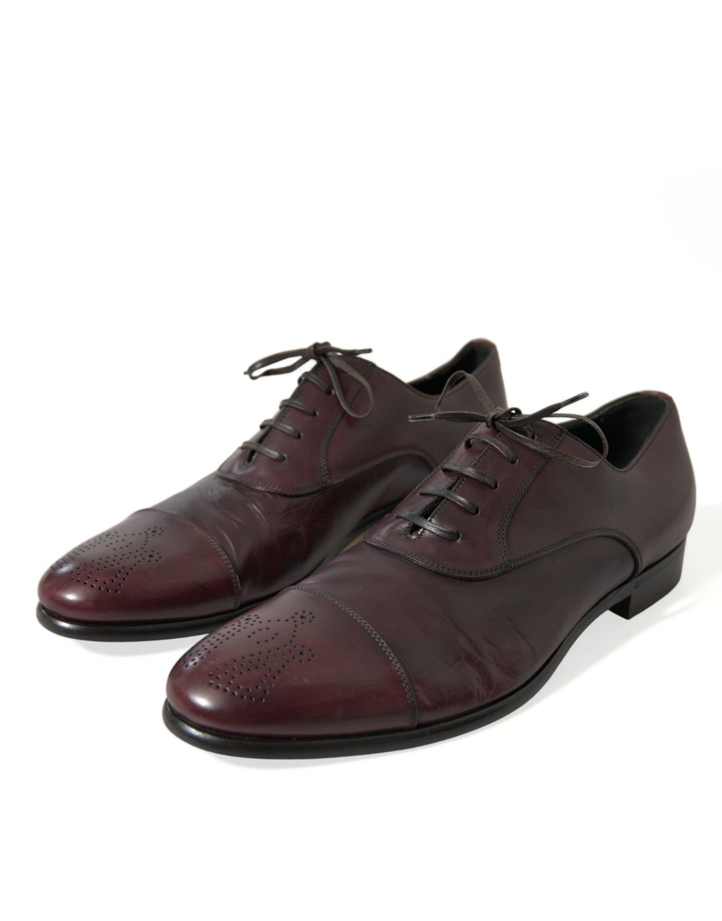 Chaussures Derby élégantes en cuir bordeaux Dolce & Gabbana