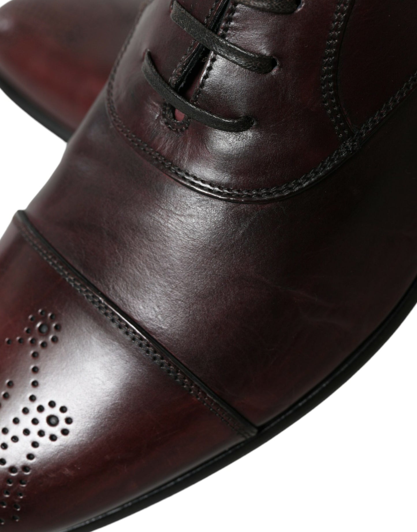 Chaussures Derby élégantes en cuir bordeaux Dolce & Gabbana