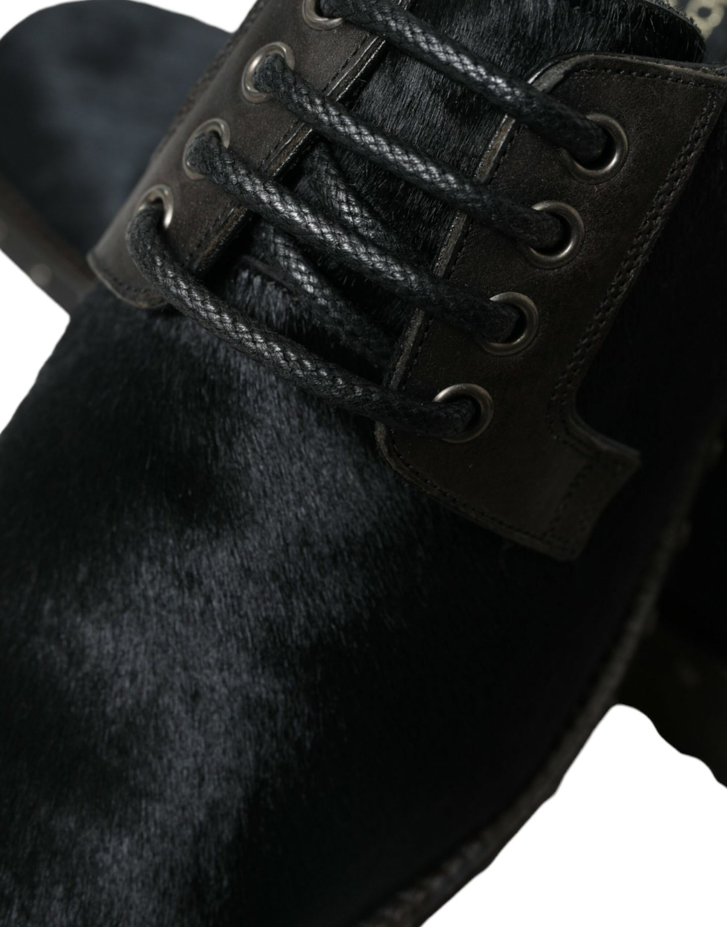 Chaussures Derby élégantes en fourrure de veau noir Dolce & Gabbana