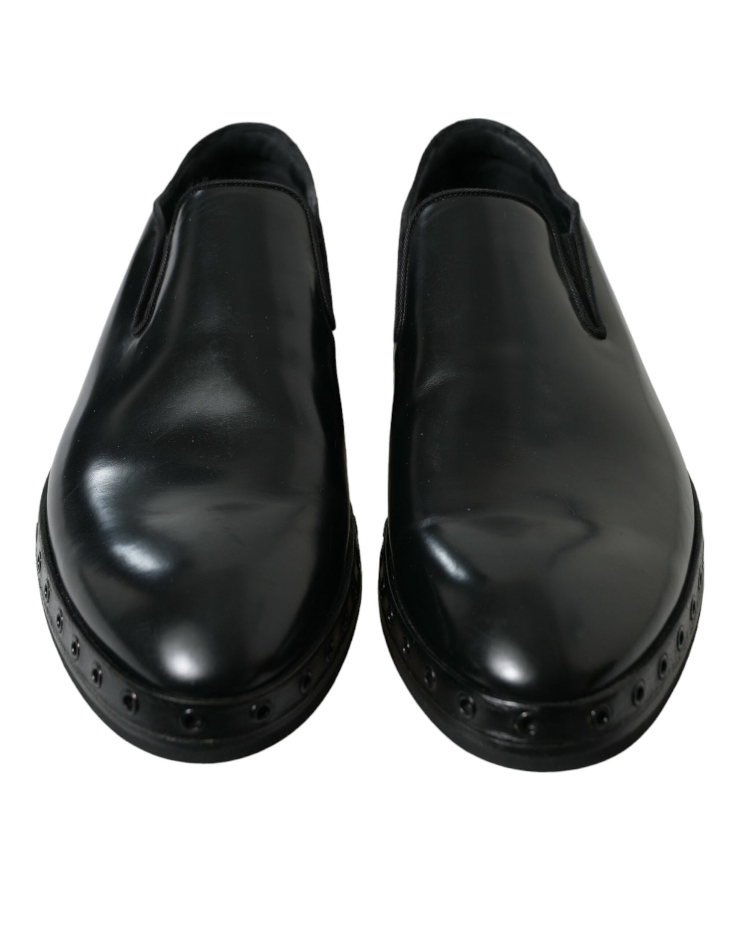 Mocassins cloutés élégants en cuir noir Dolce & Gabbana