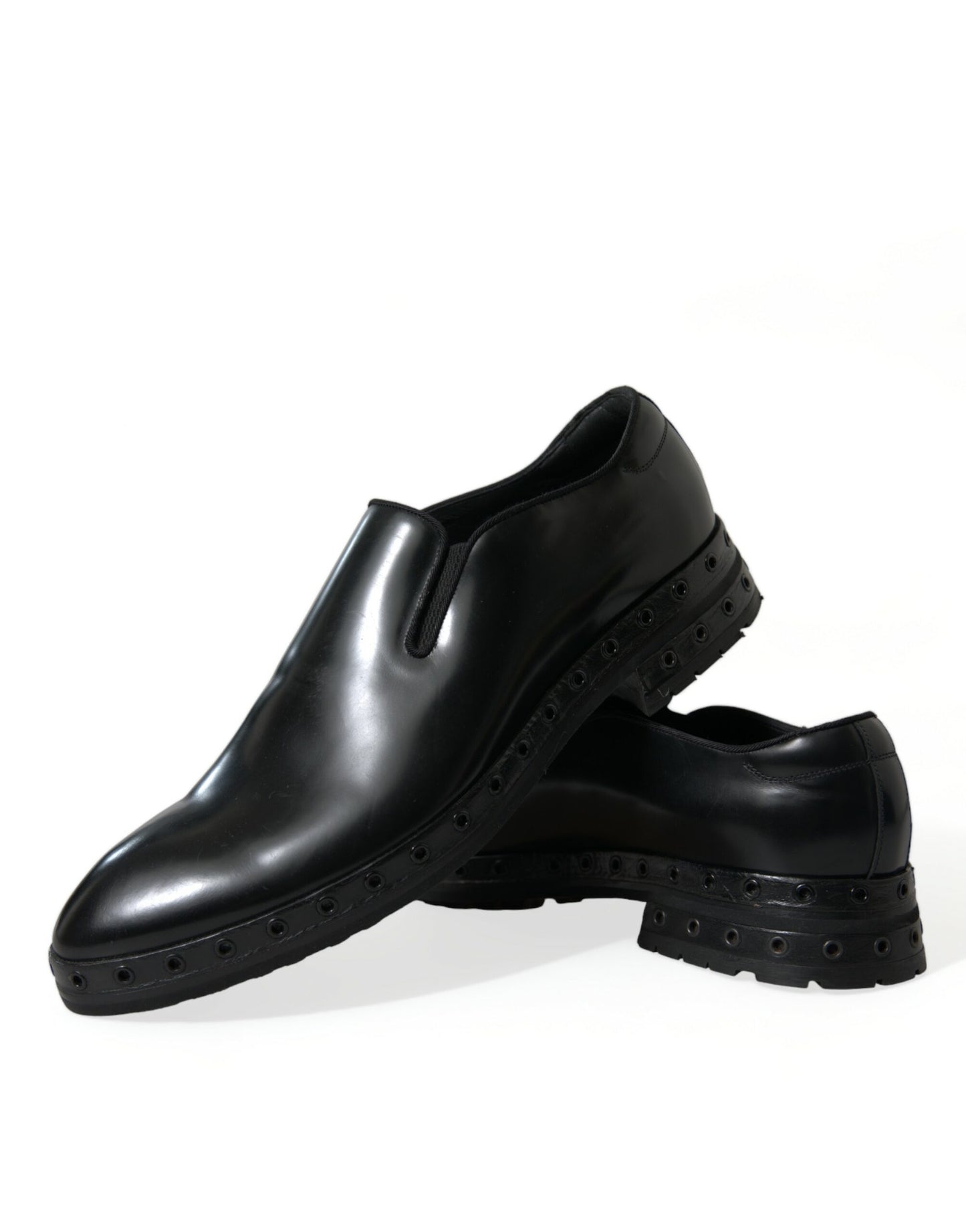 Mocassins cloutés élégants en cuir noir Dolce & Gabbana