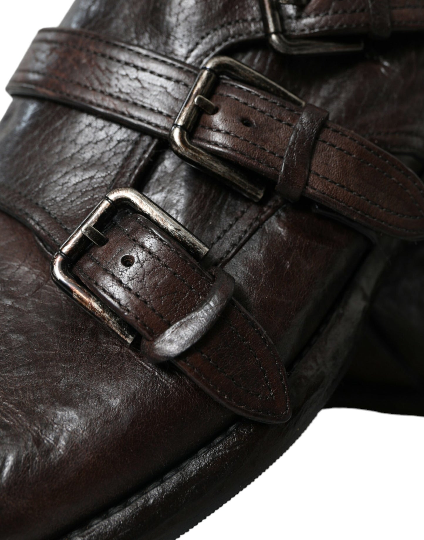 Chaussures habillées élégantes en cuir à triple boucle Dolce & Gabbana