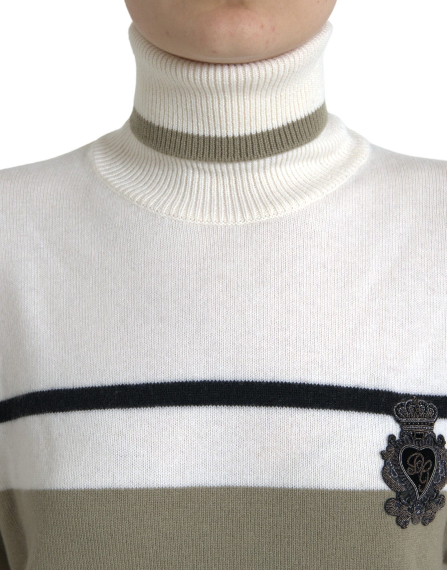 Dolce & Gabbana Multicolor Stripe Wool Logo Pullover Sweater by Dolce & Gabbana