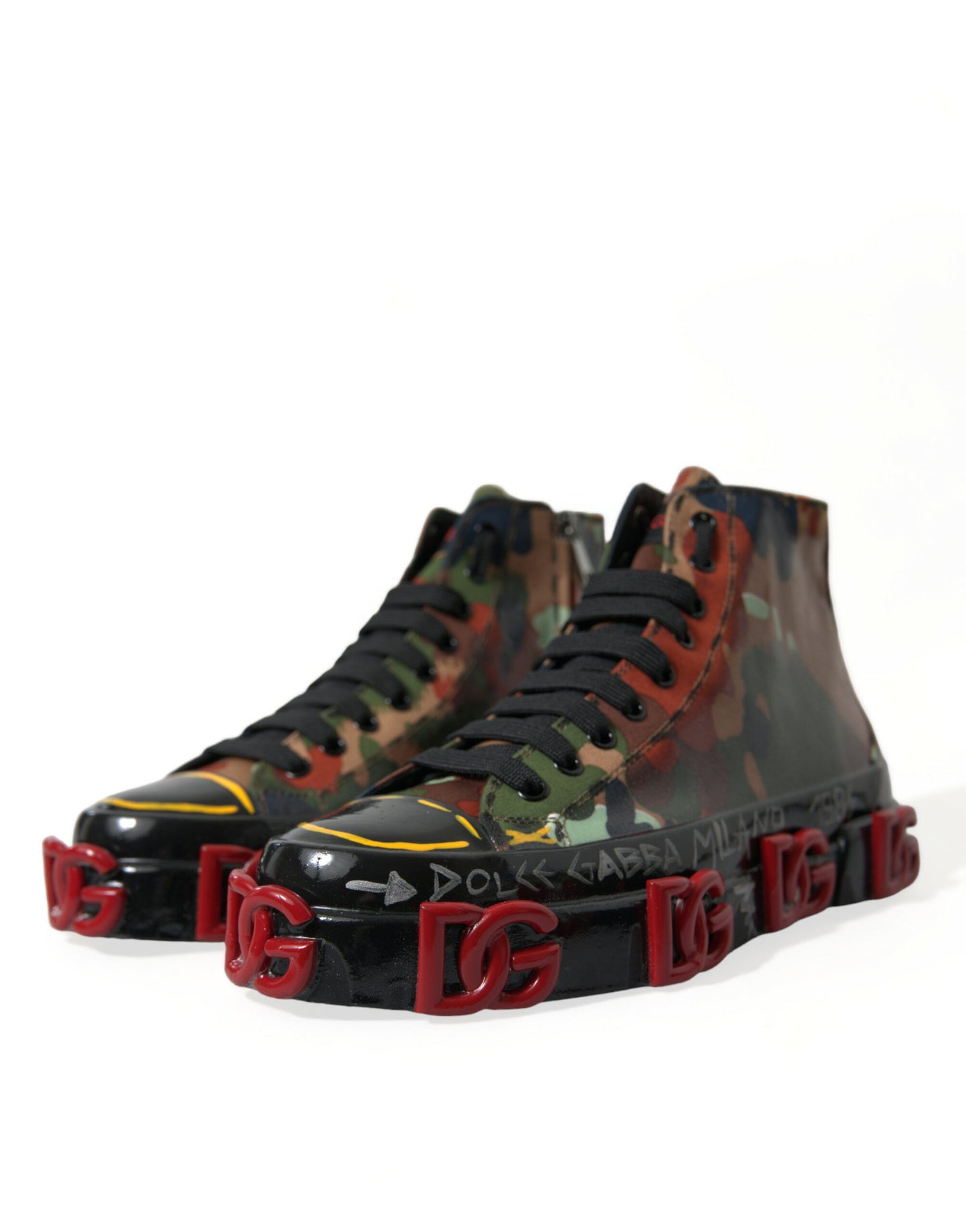 Dolce & Gabbana Multicolor Camouflage High Top Sneakers Shoes by Dolce & Gabbana