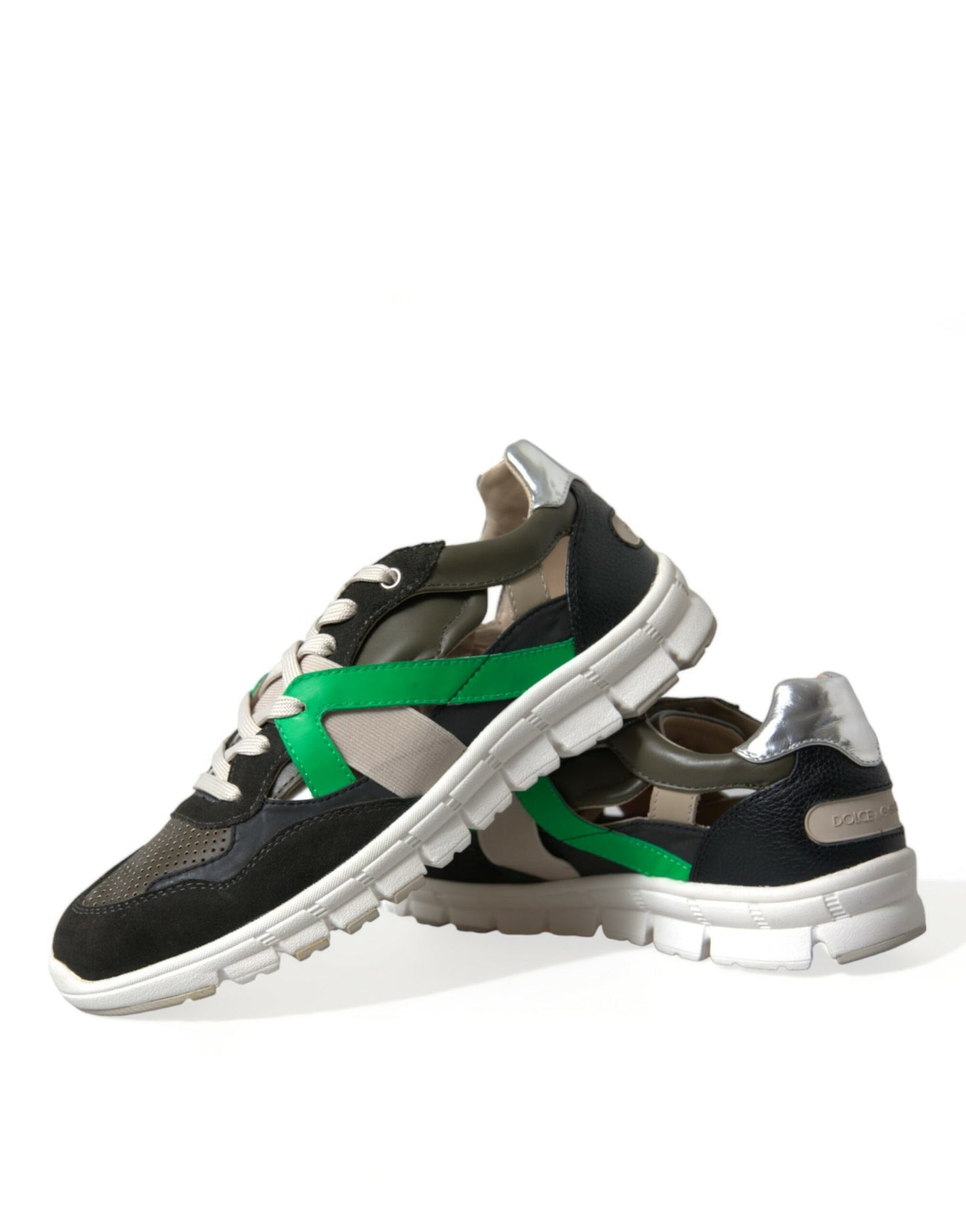 Dolce & Gabbana Multicolor Leather Suede Low Top Sneakers Shoes by Dolce & Gabbana