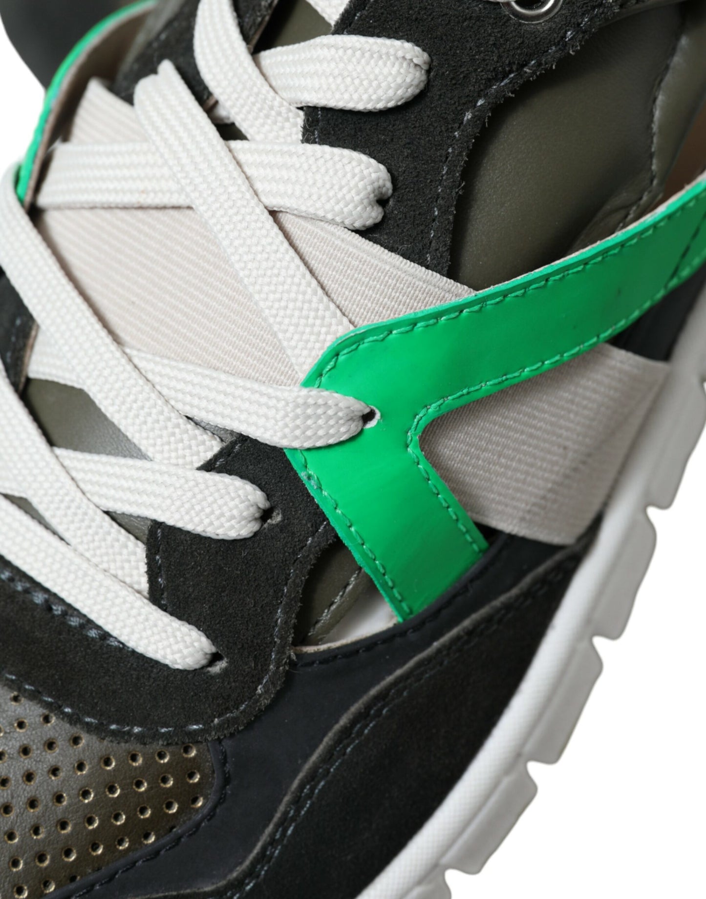 Dolce & Gabbana Multicolor Leather Suede Low Top Sneakers Shoes by Dolce & Gabbana