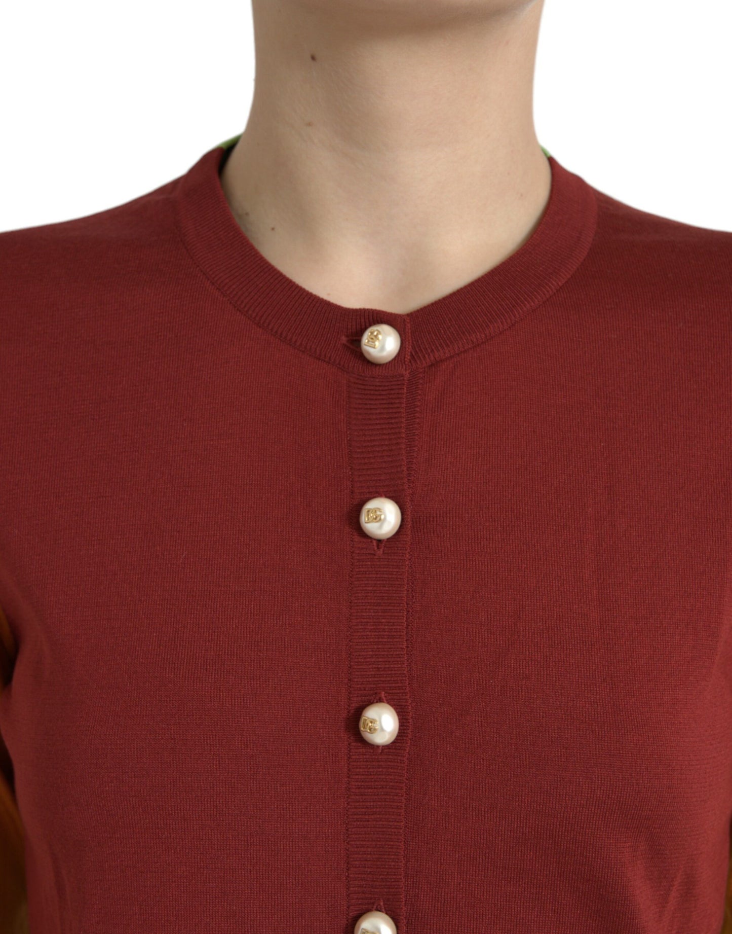 Dolce & Gabbana Multicolor Silk Crewneck Cardigan Sweater by Dolce & Gabbana