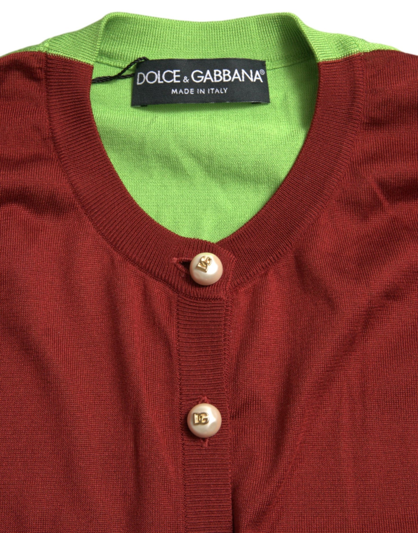 Dolce & Gabbana Multicolor Silk Crewneck Cardigan Sweater by Dolce & Gabbana