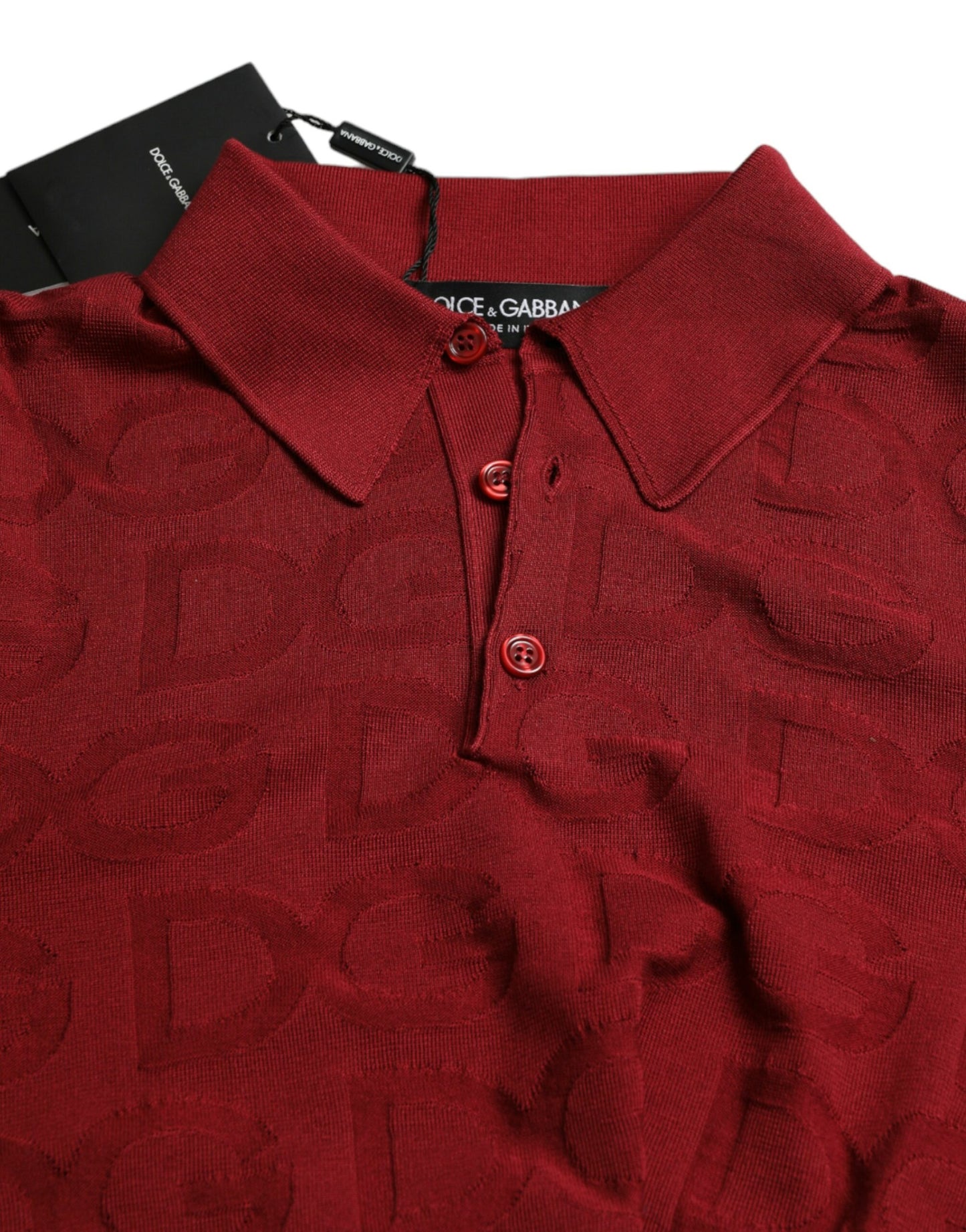 T-shirt polo élégant en soie bordeaux Dolce & Gabbana