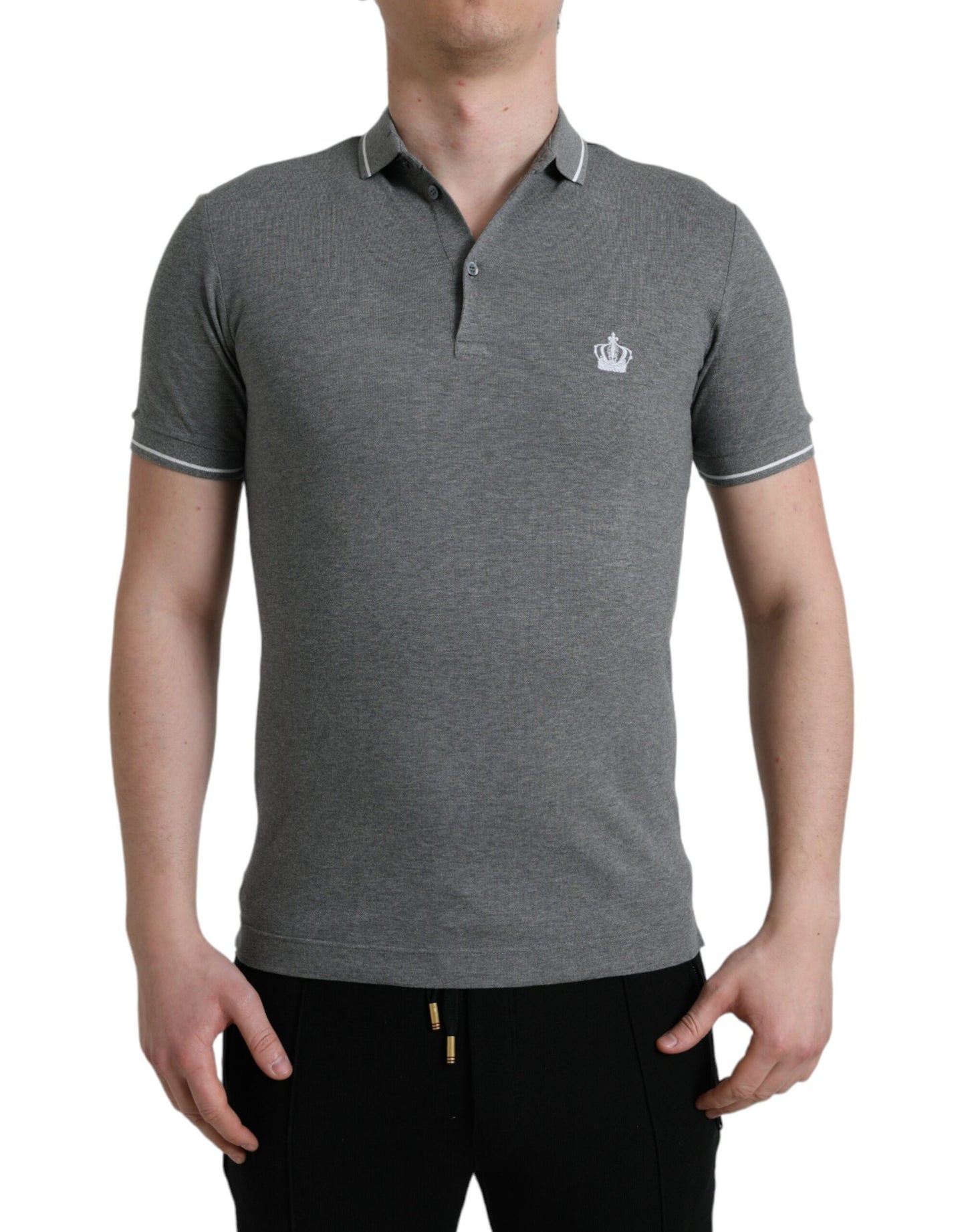 Polo élégant en coton gris Dolce & Gabbana