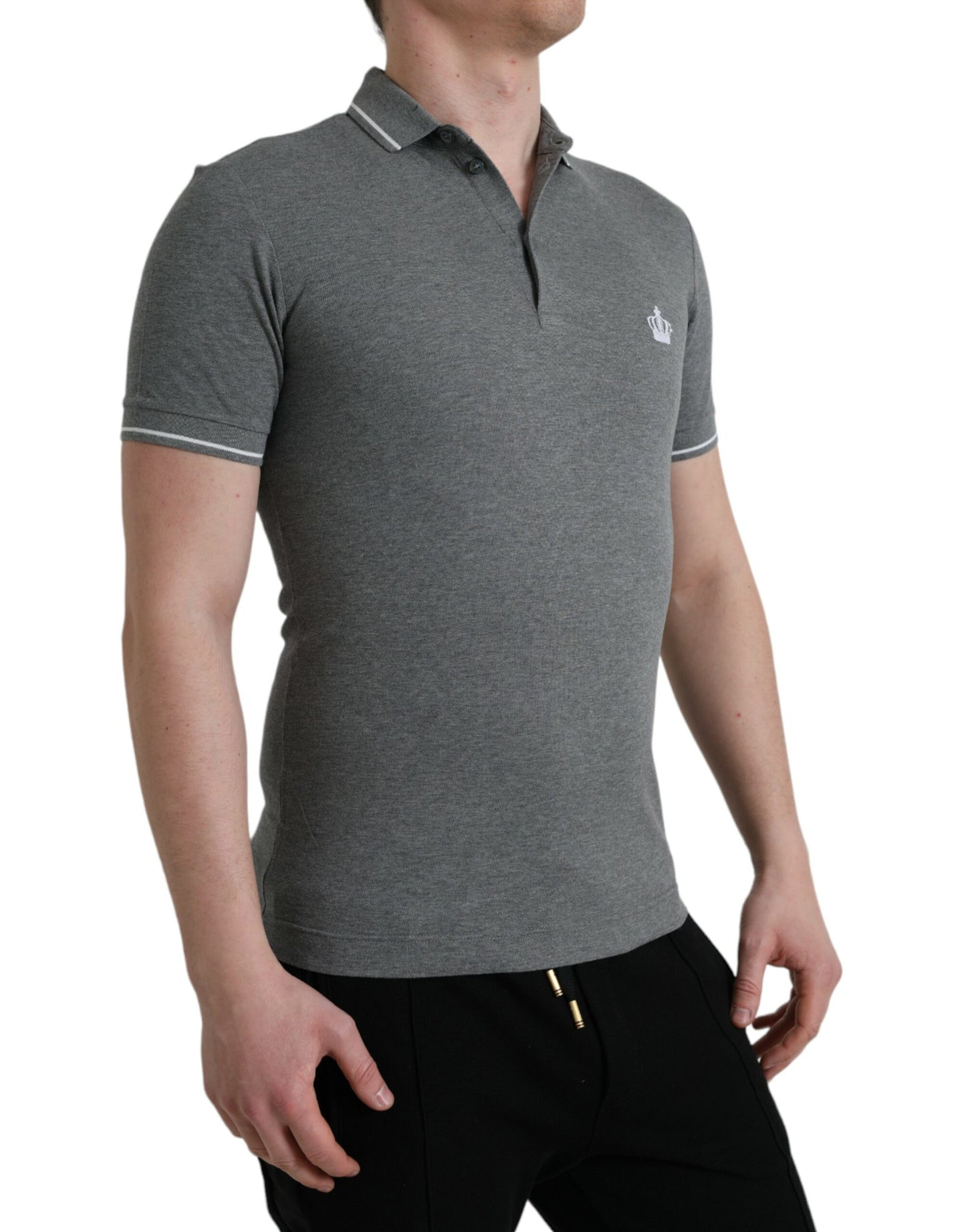 Polo élégant en coton gris Dolce & Gabbana