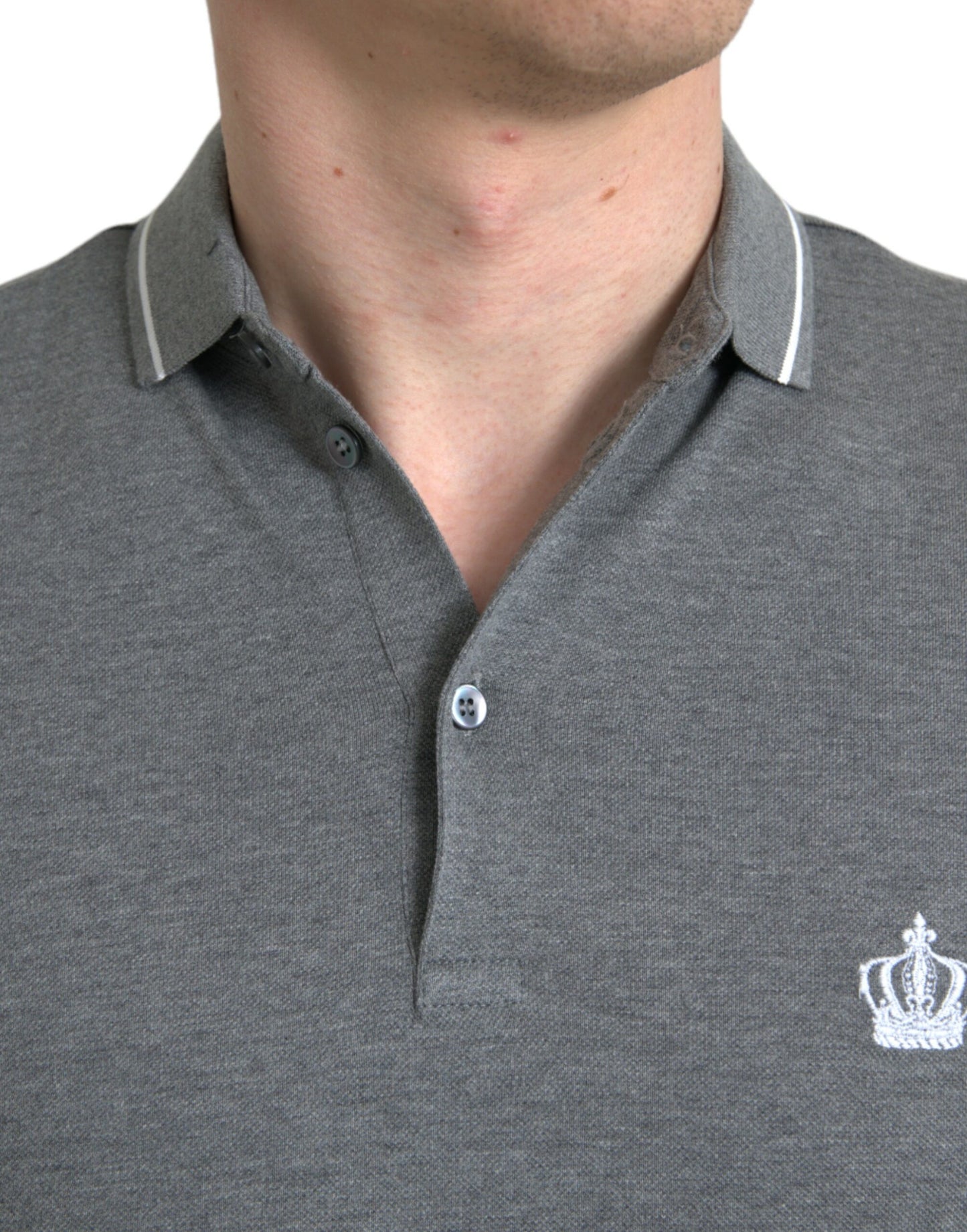 Polo élégant en coton gris Dolce & Gabbana