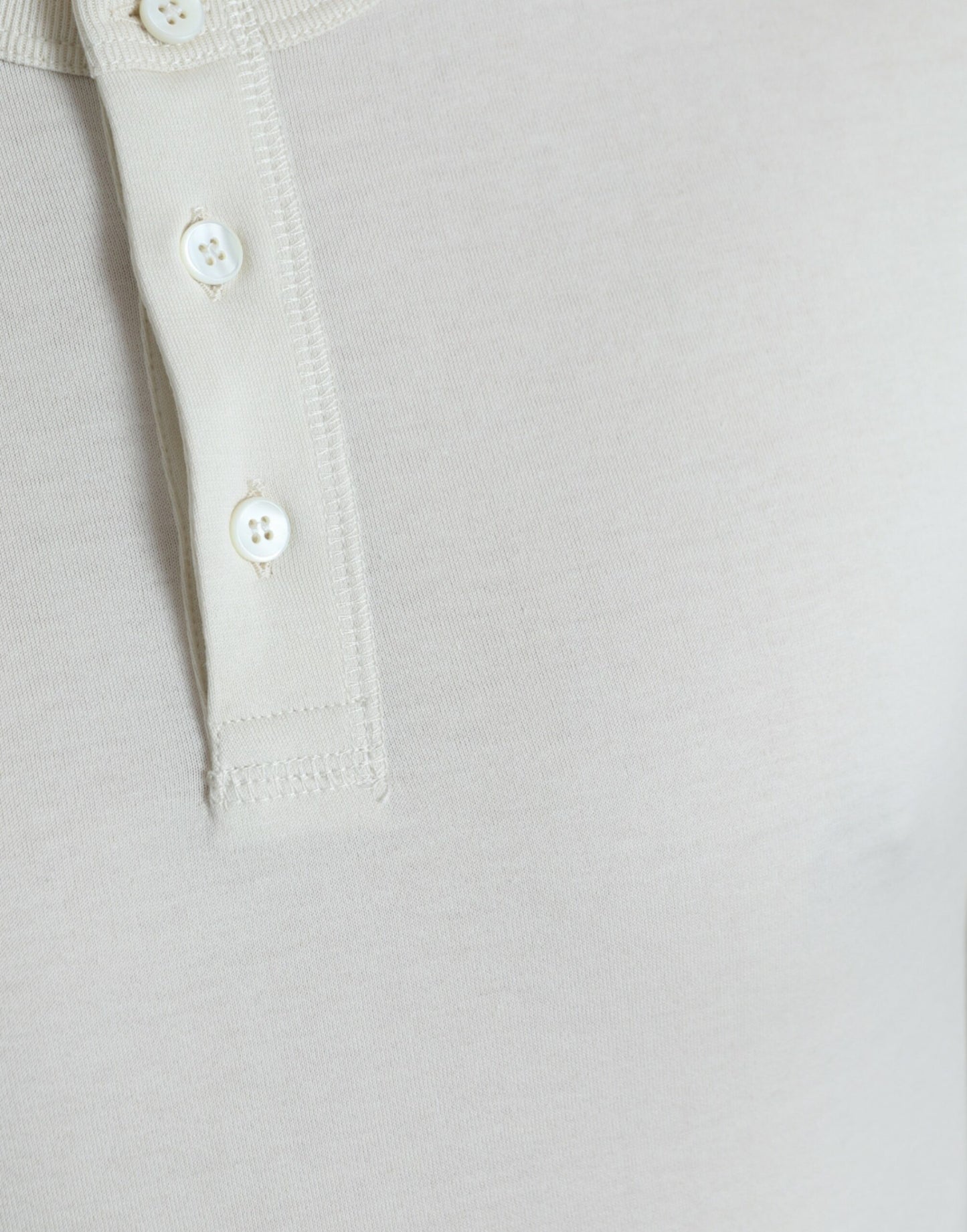 Dolce & Gabbana Off White Cotton Henley Pullover Sweater by Dolce & Gabbana