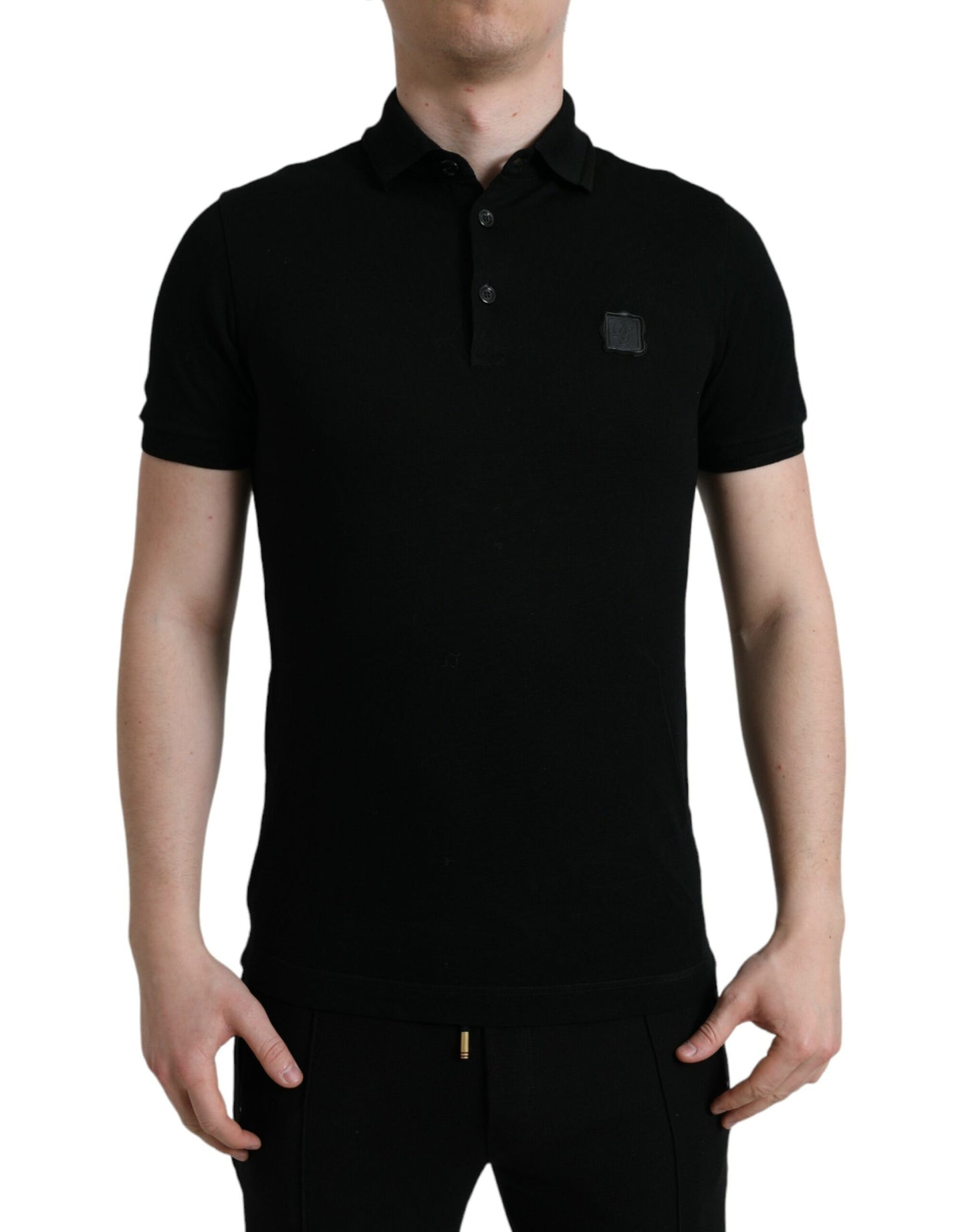 Polo élégant en coton noir Dolce & Gabbana