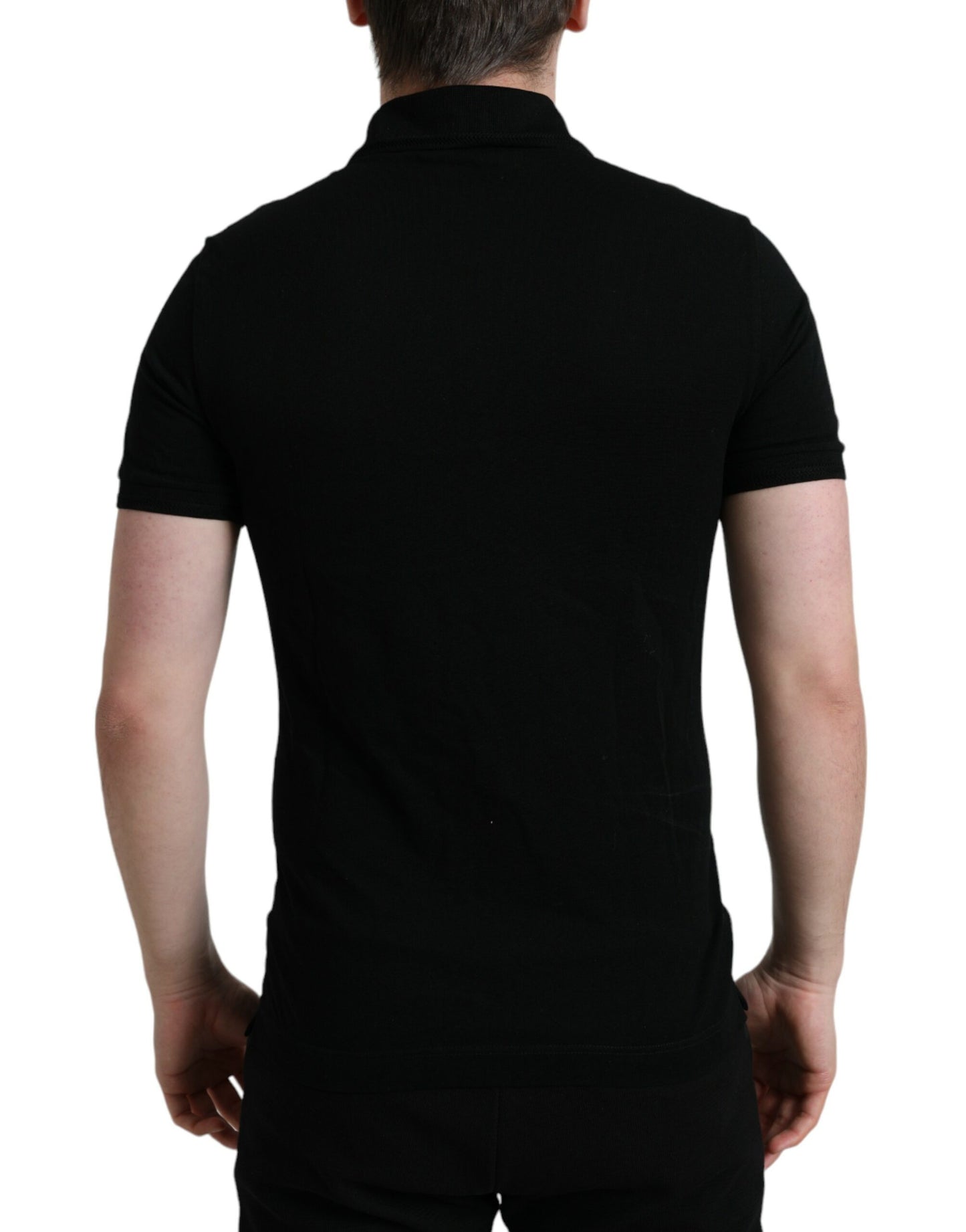 Polo élégant en coton noir Dolce & Gabbana
