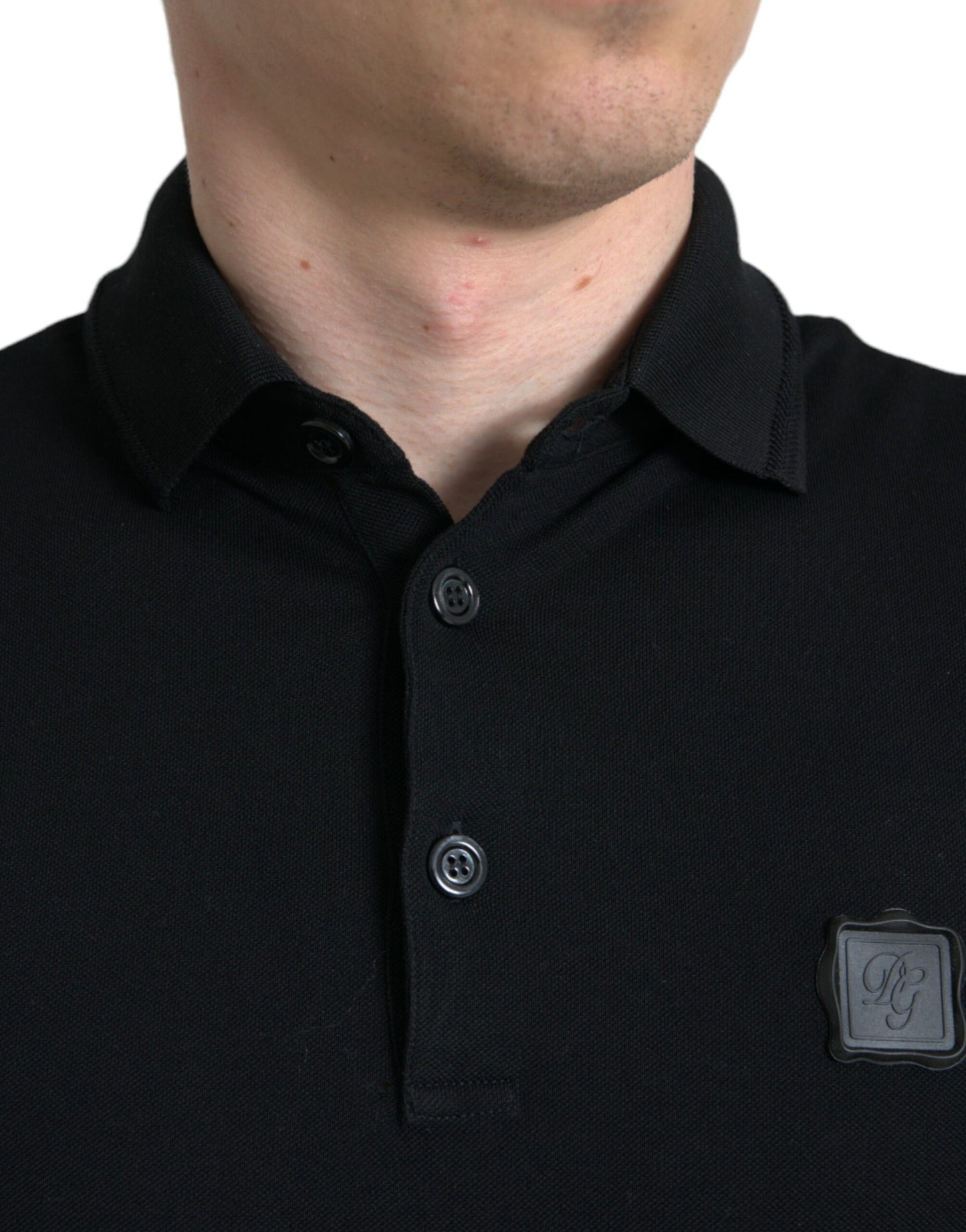 Polo élégant en coton noir Dolce & Gabbana