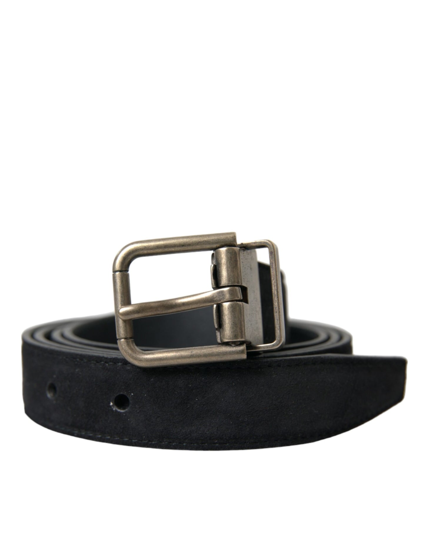 Ceinture élégante en cuir noir Dolce & Gabbana avec boucle en métal
