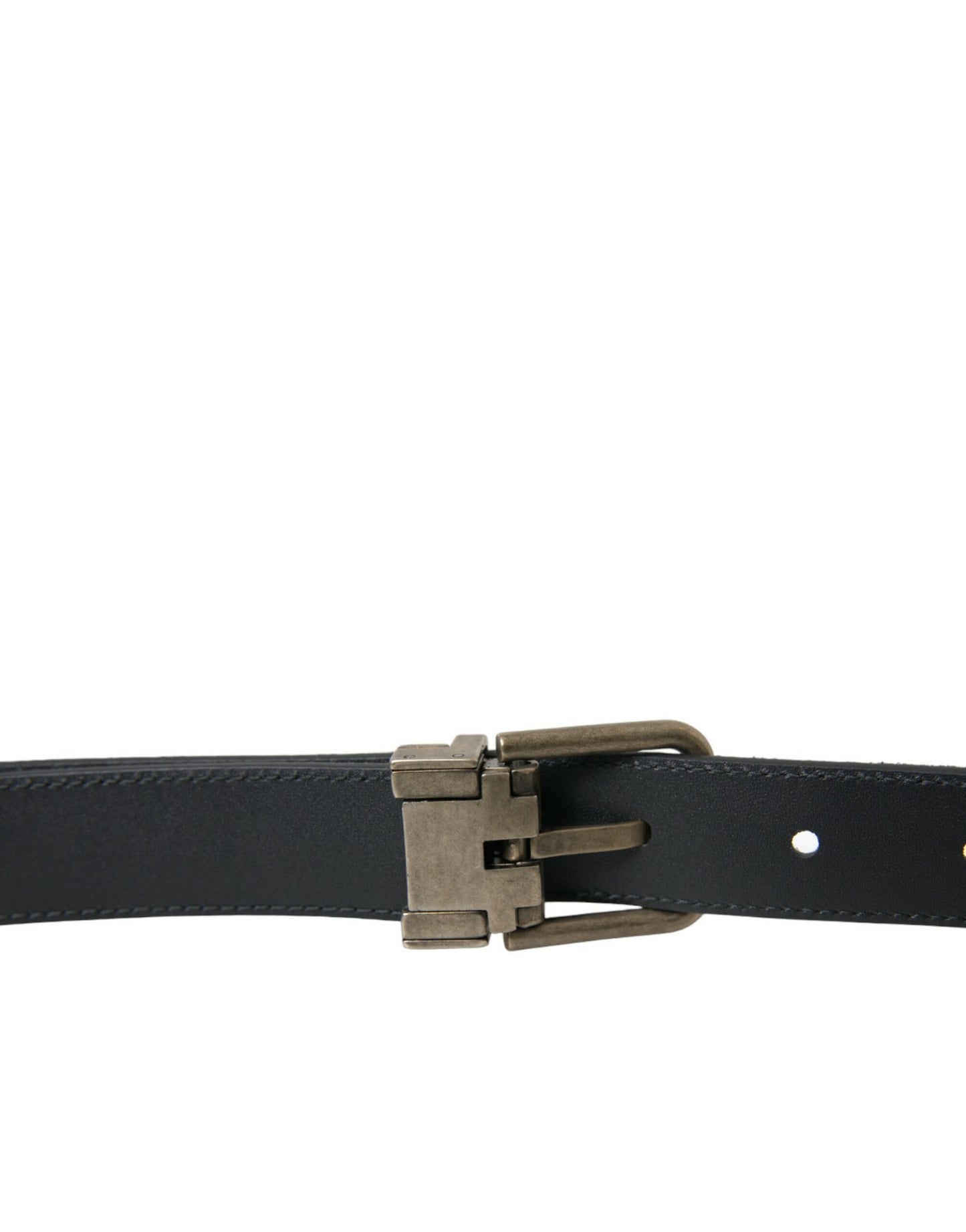 Ceinture élégante en cuir noir Dolce & Gabbana avec boucle en métal