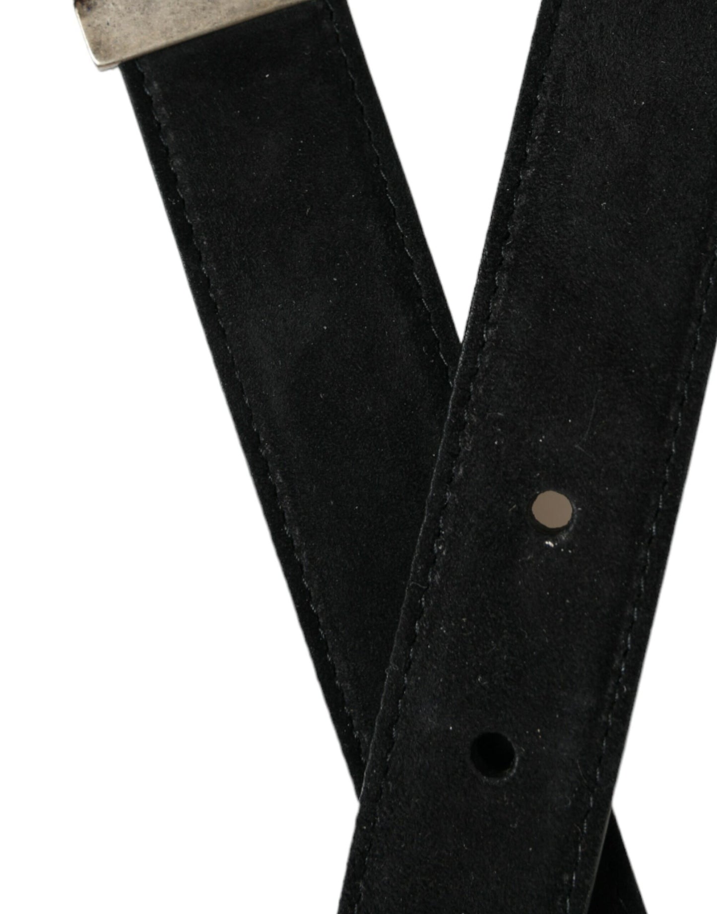 Ceinture élégante en cuir noir Dolce & Gabbana avec boucle en métal