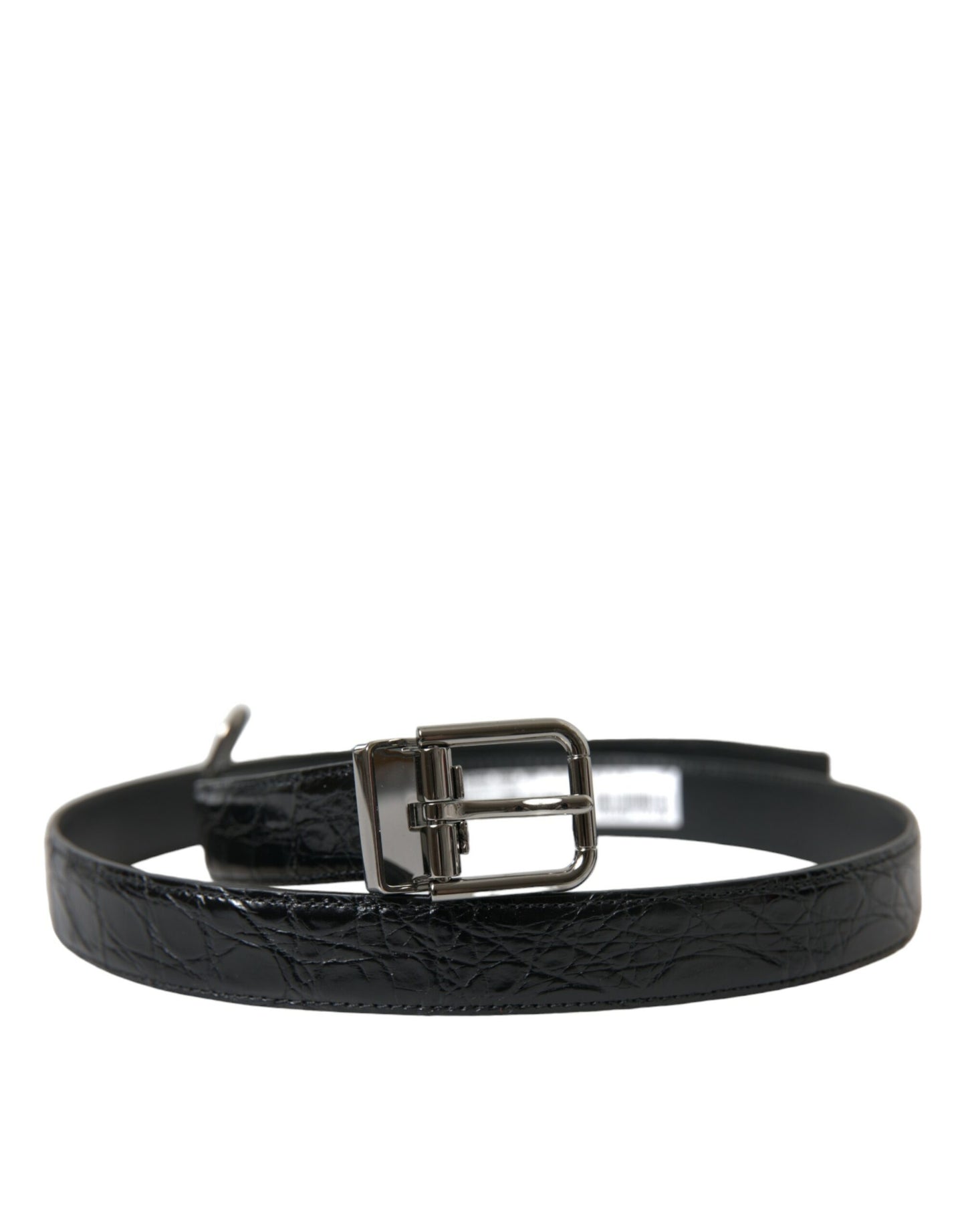 Ceinture élégante en cuir noir Dolce & Gabbana avec boucle en métal