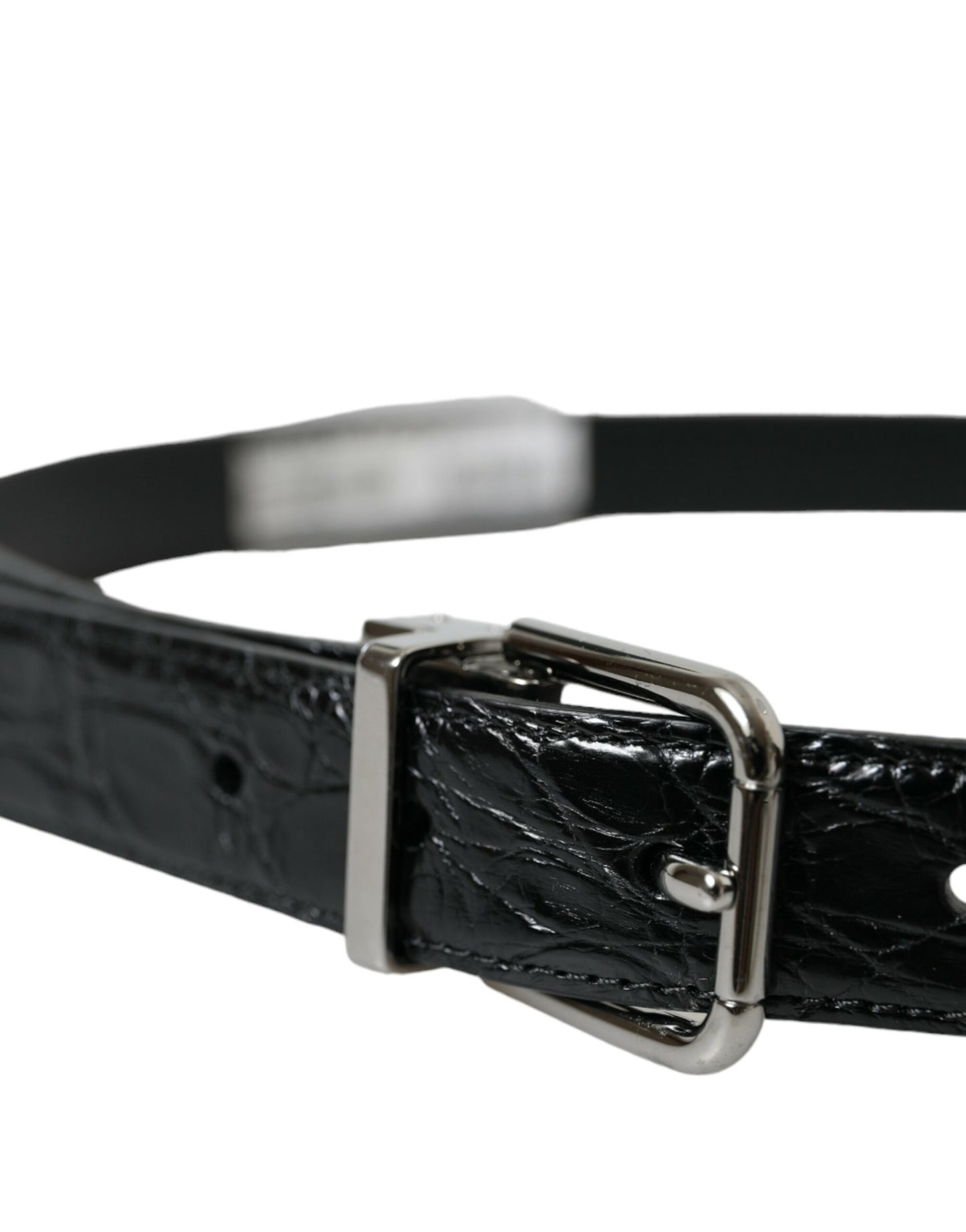 Ceinture élégante en cuir noir Dolce & Gabbana avec boucle en métal