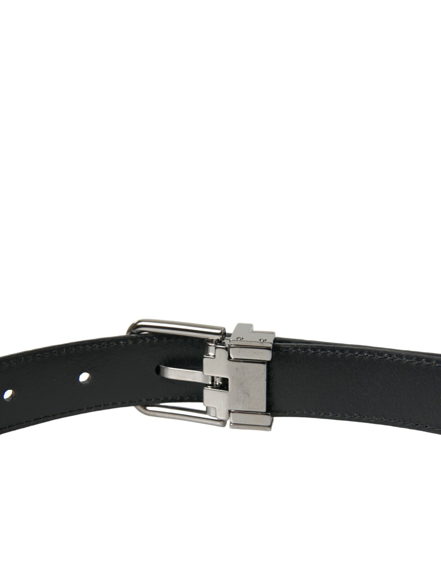 Ceinture élégante en cuir noir Dolce & Gabbana avec boucle en métal