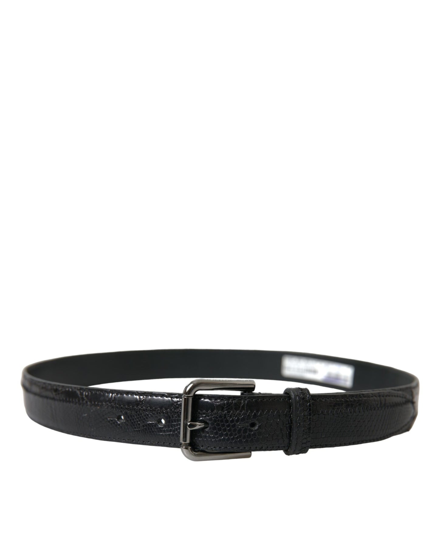 Ceinture élégante en cuir noir Dolce & Gabbana avec boucle en métal