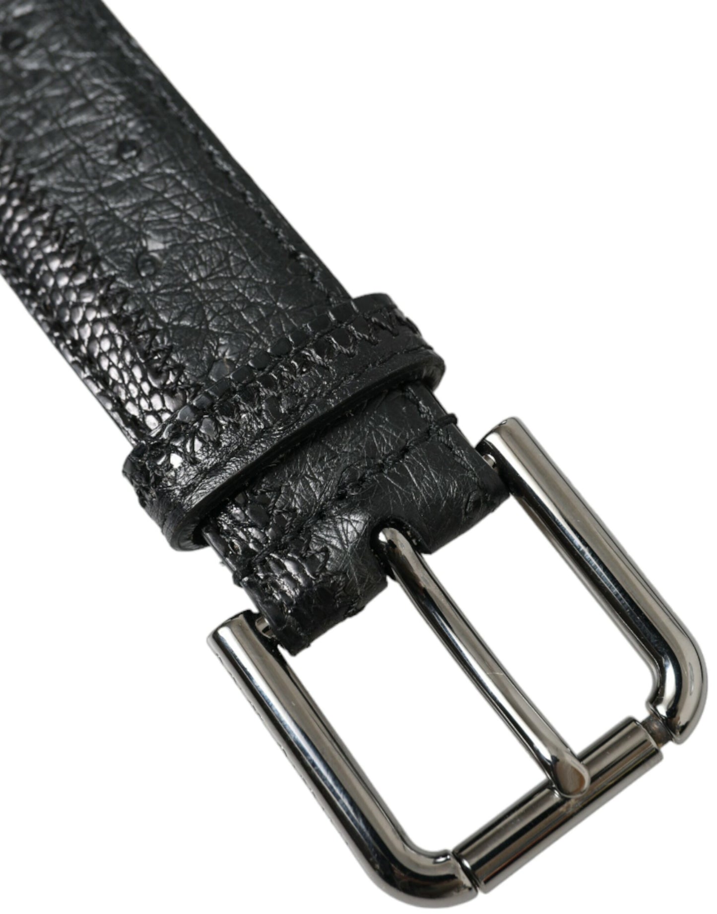 Ceinture élégante en cuir noir Dolce & Gabbana avec boucle en métal