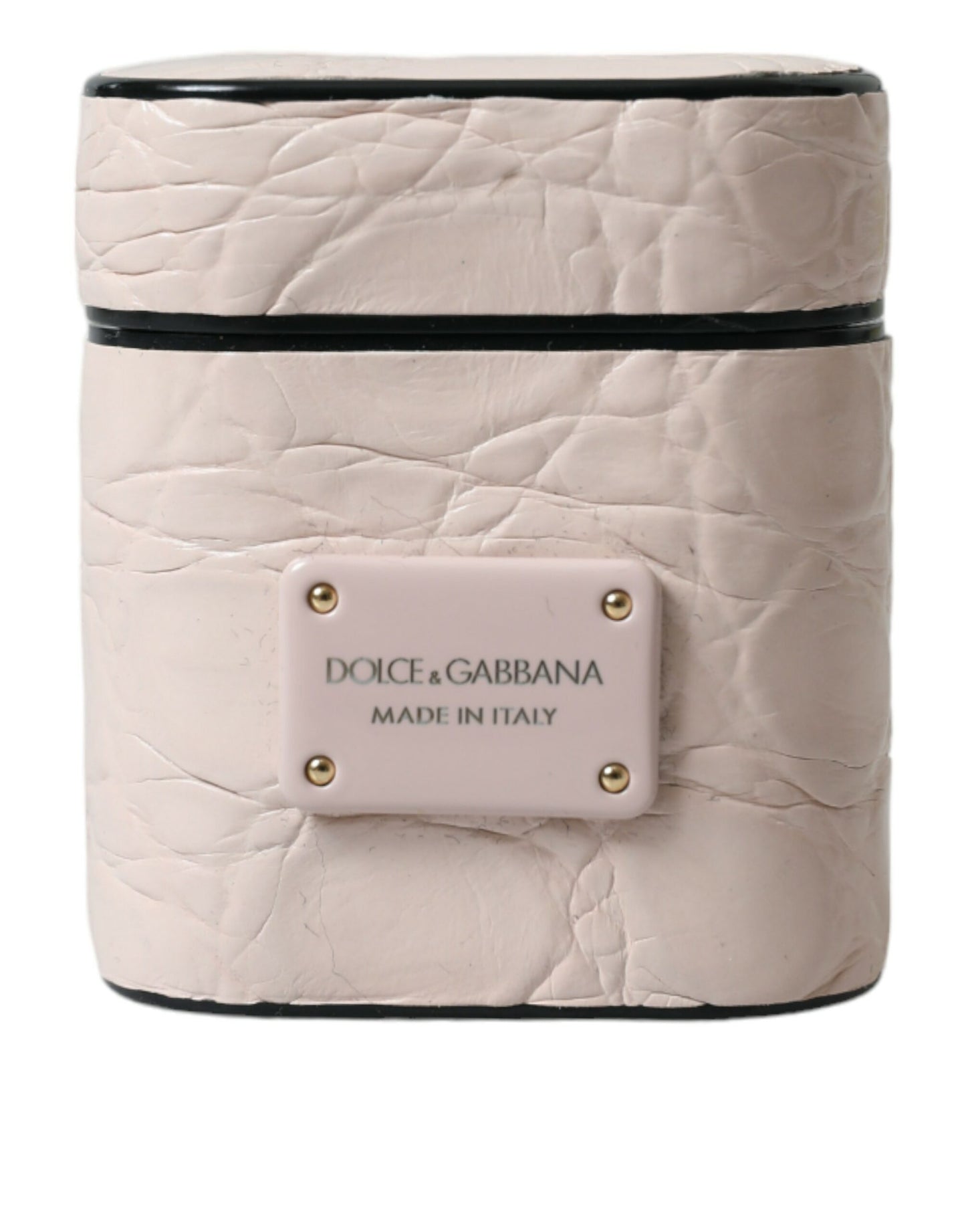 Étui élégant en cuir rose clair pour Airpods Dolce & Gabbana