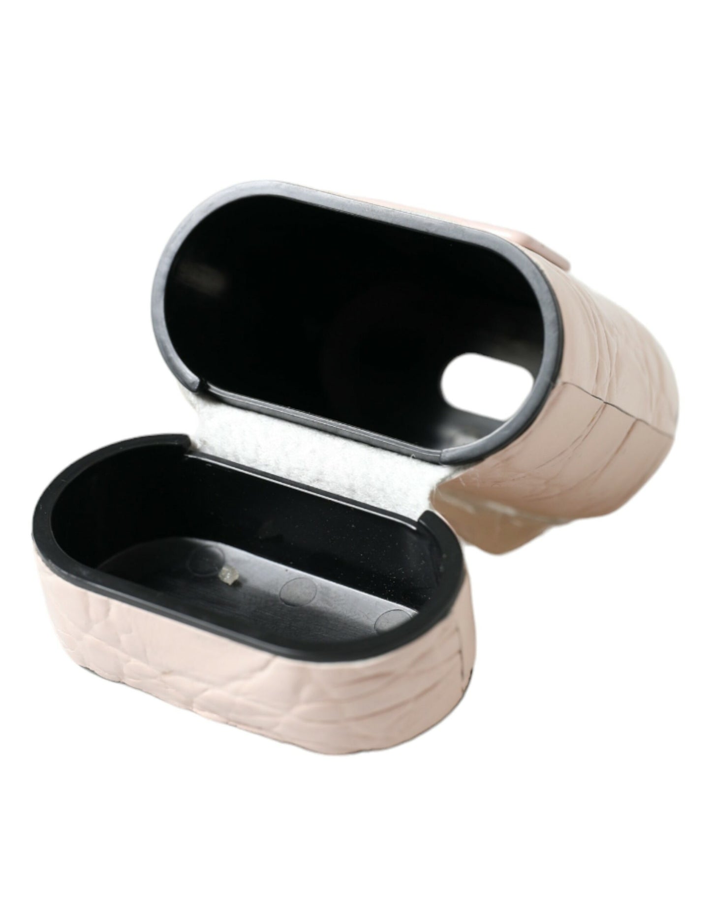 Étui élégant en cuir rose clair pour Airpods Dolce & Gabbana