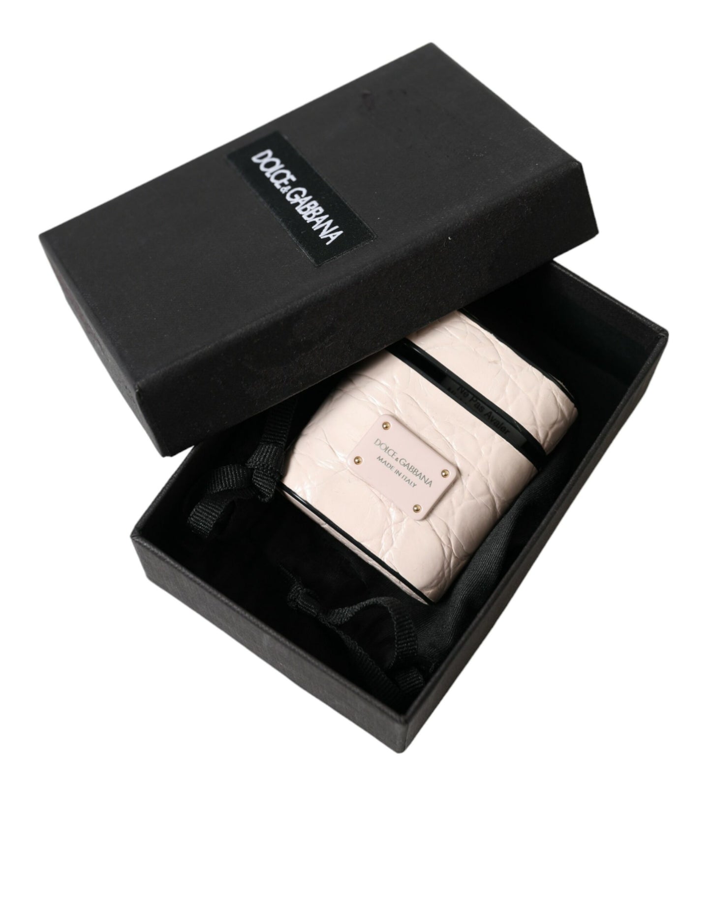 Étui élégant en cuir rose clair pour Airpods Dolce & Gabbana
