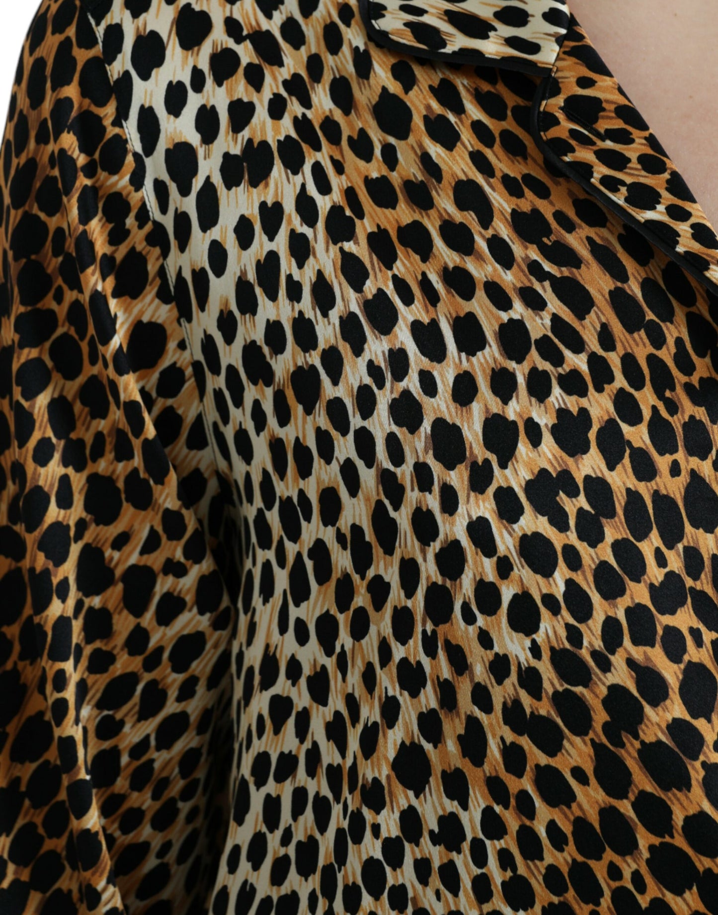 Dolce & Gabbana Brown Leopard Print Long Sleeves Blouse Top by Dolce & Gabbana
