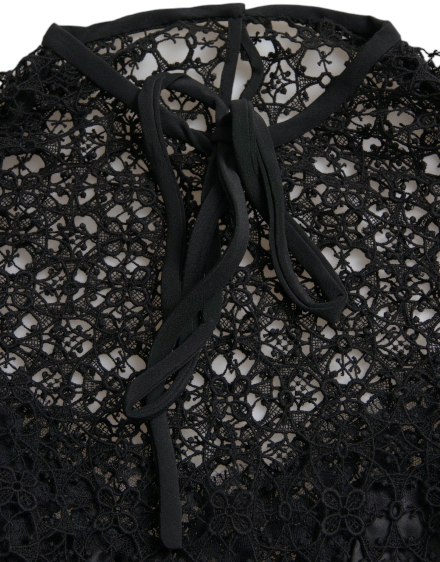Dolce & Gabbana Black Floral Lace Short Sleeves Blouse Top by Dolce & Gabbana