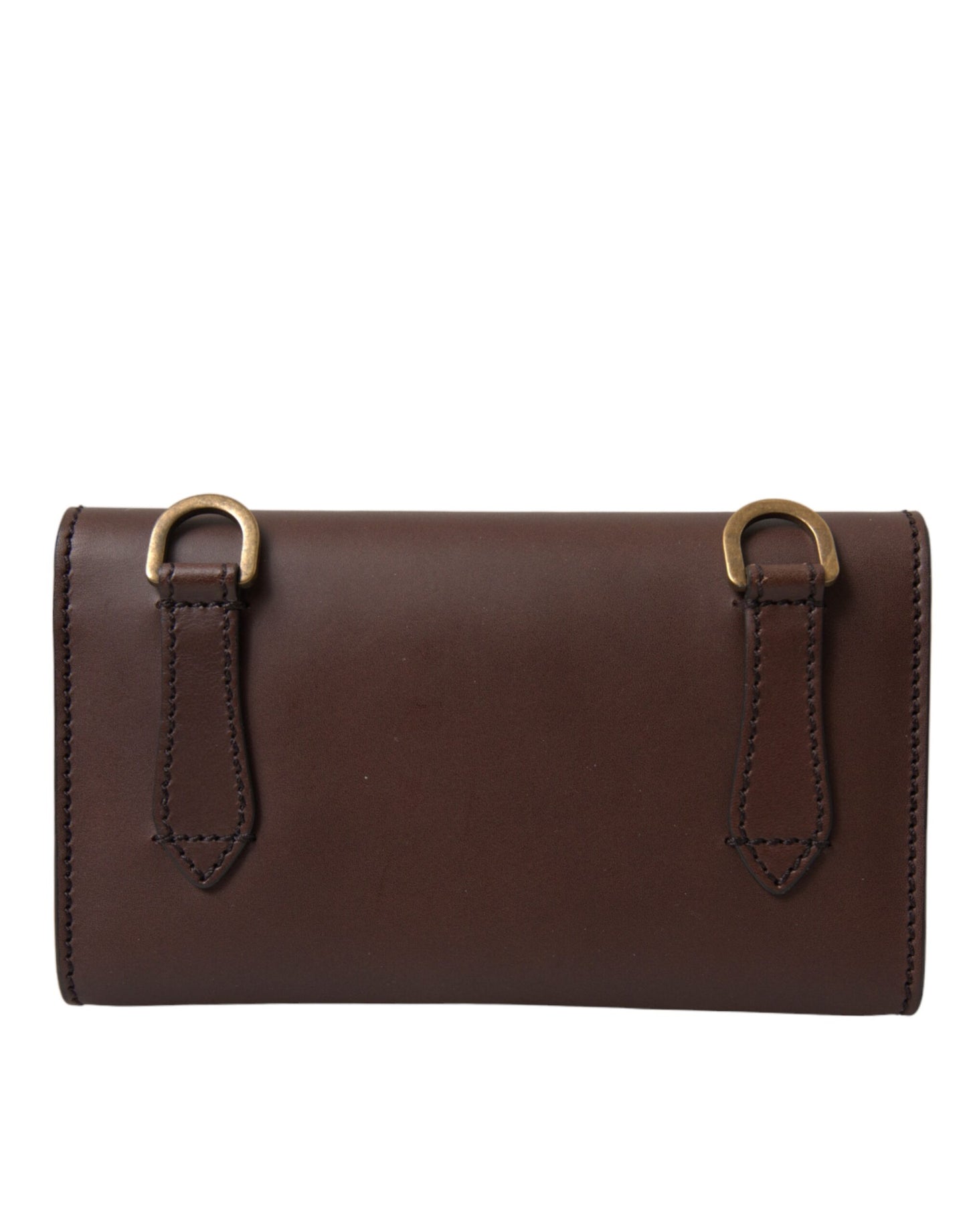 Dolce & Gabbana Brown Leather Logo Embossed Men Mini Shoulder Bag
